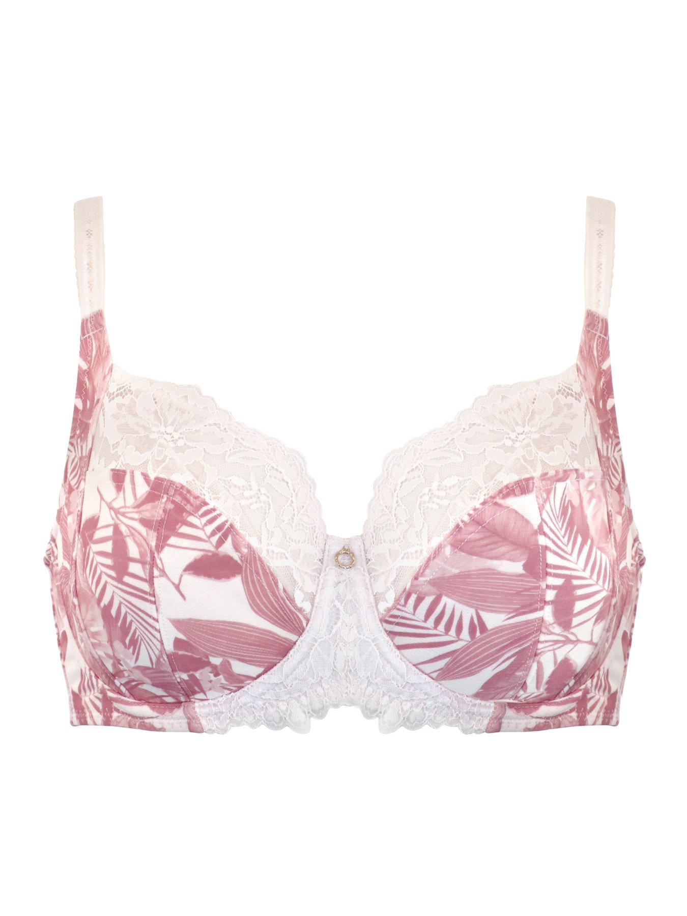 Pour Moi Bliss Printed Mesh Non-Padded Side Support Bra D-J - Pink | Very