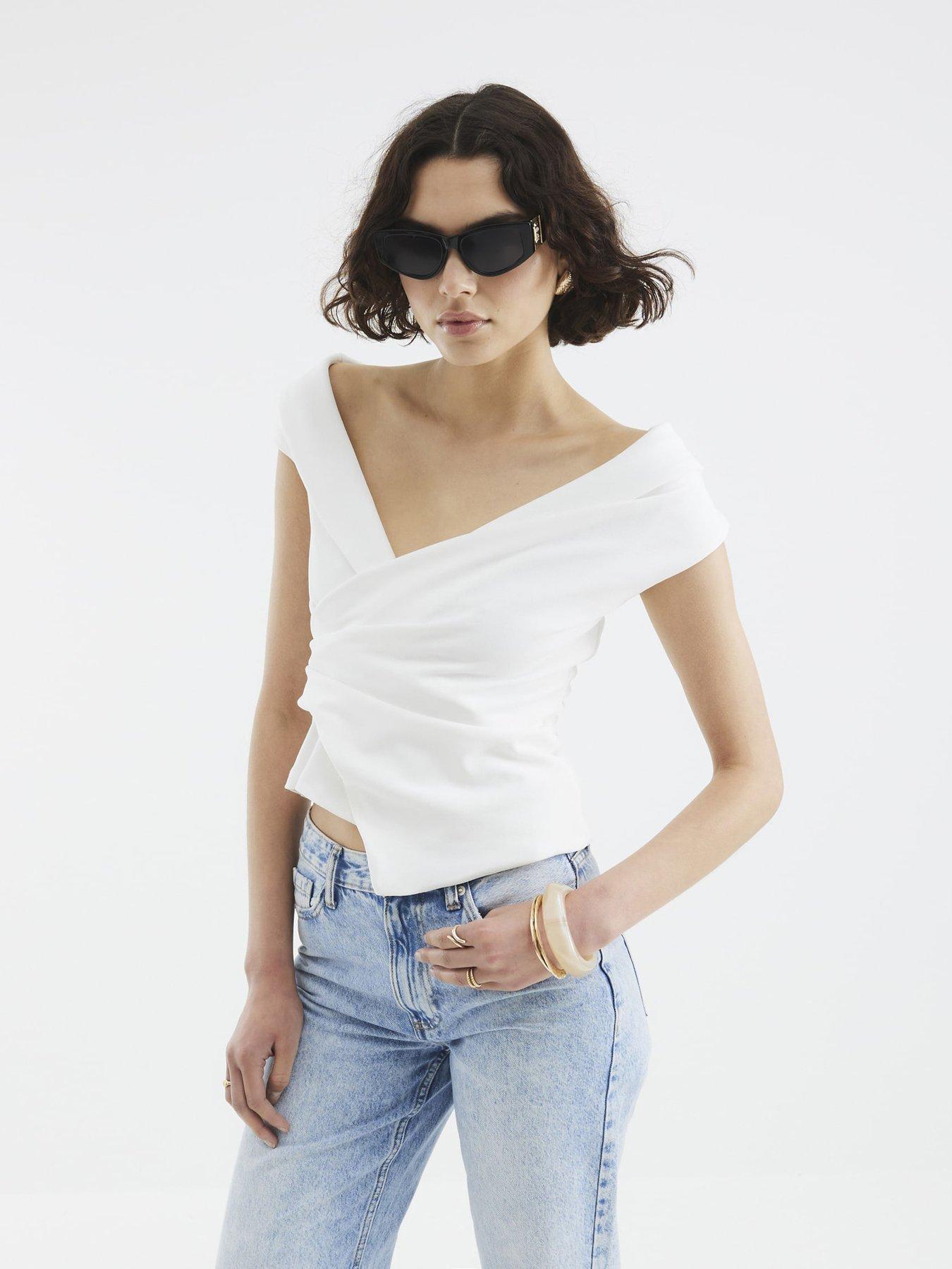 undefined Sleeveless Drape Wrap Lapel Top
