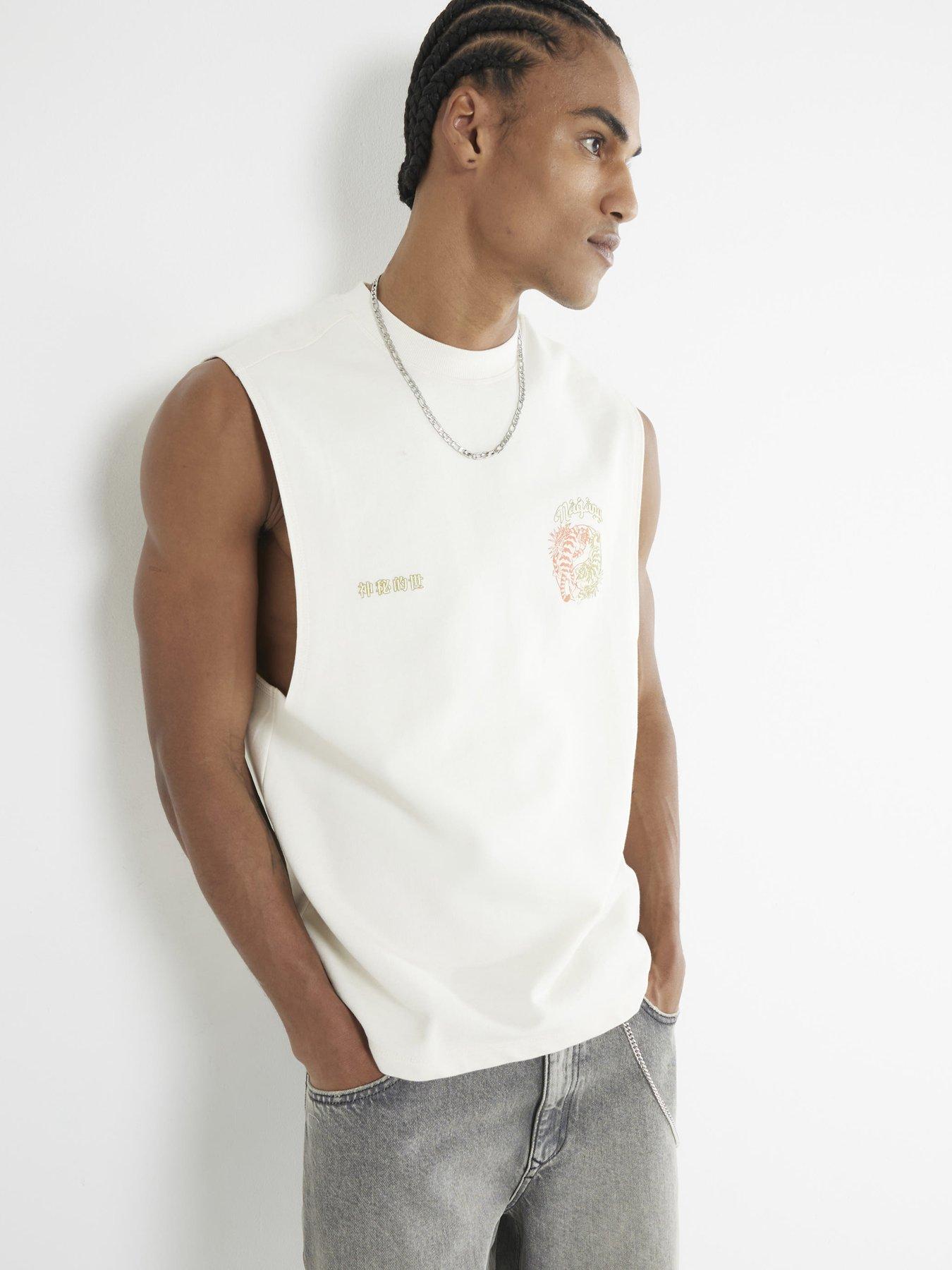 Image 1 of 4 of River Island Beige Japanese Yin Yang Tank