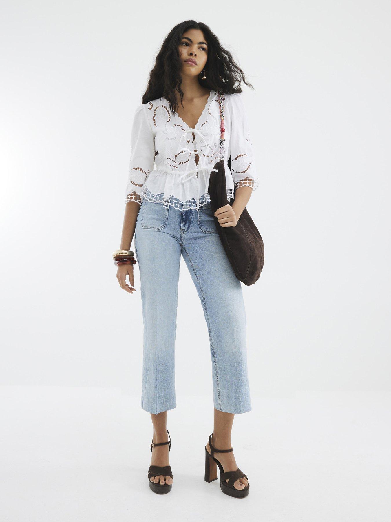 undefined Cropped Wide Leg Jeans