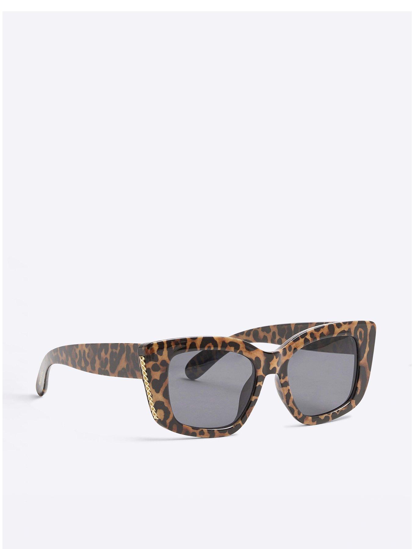 undefined Leopard Mid Size Chain Metal Sunglasses