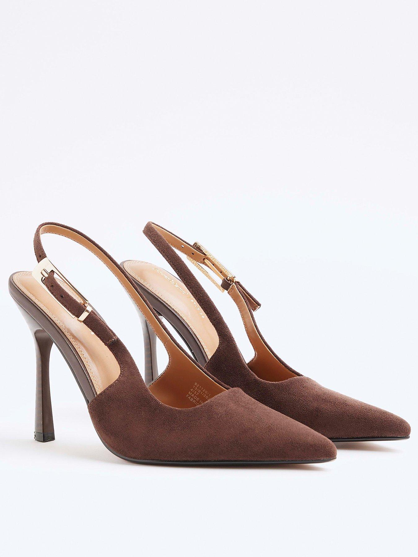 undefined Faux Suede Slingback Buckle Court Heels