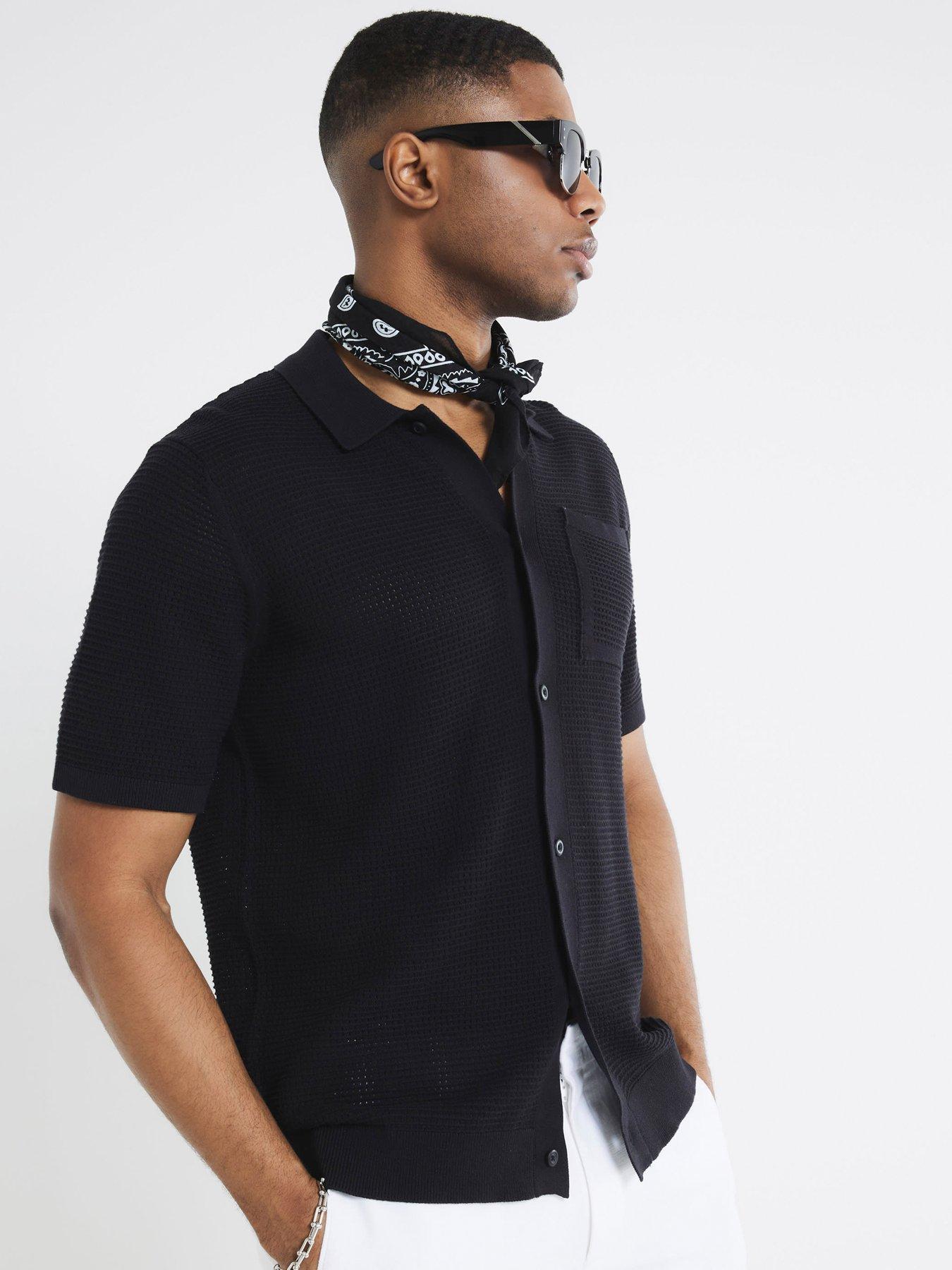 undefined Regular Fit Short Sleeve Crochet Shirt