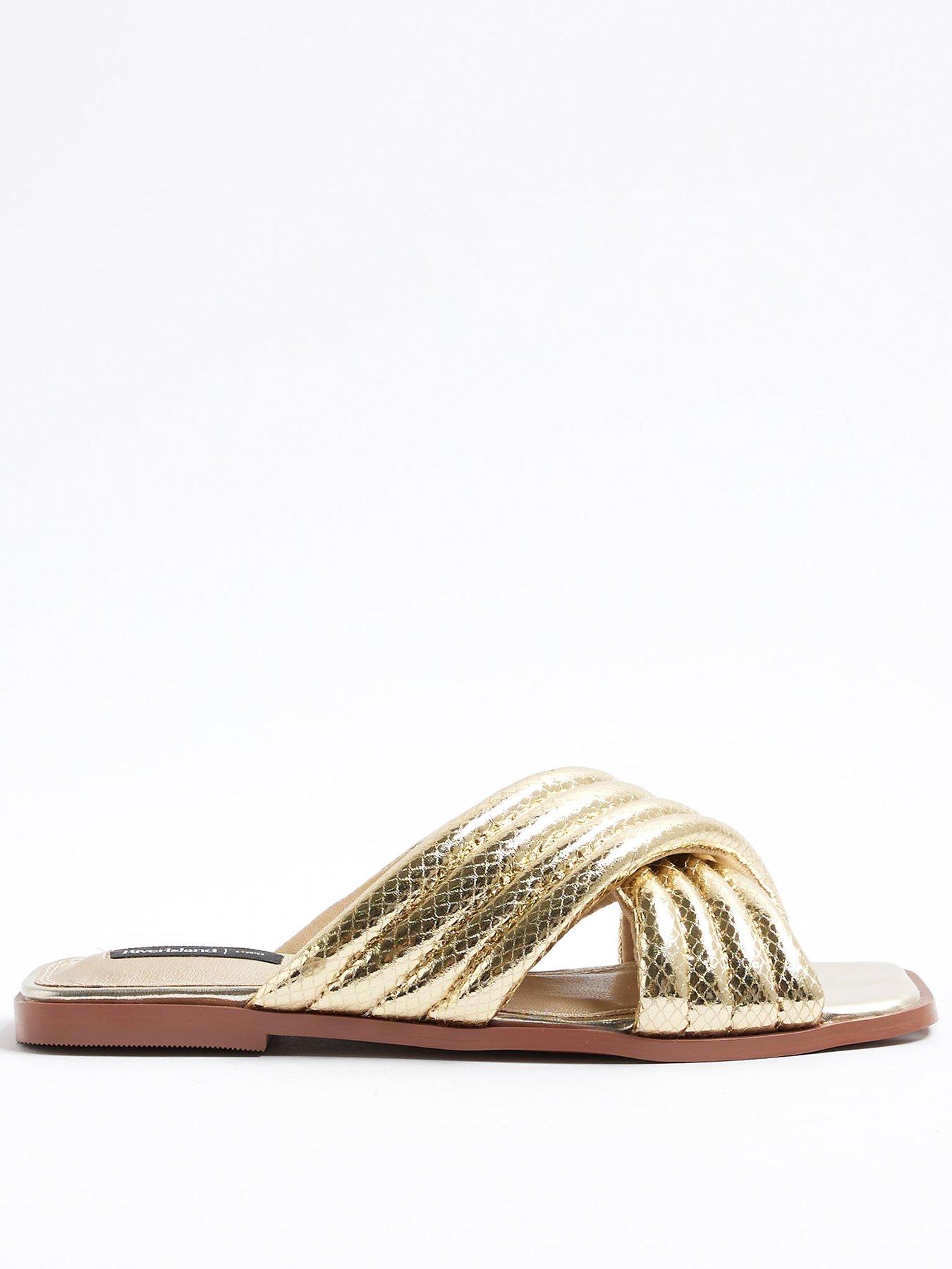 undefined Padded Cross Strap Mule Sandals