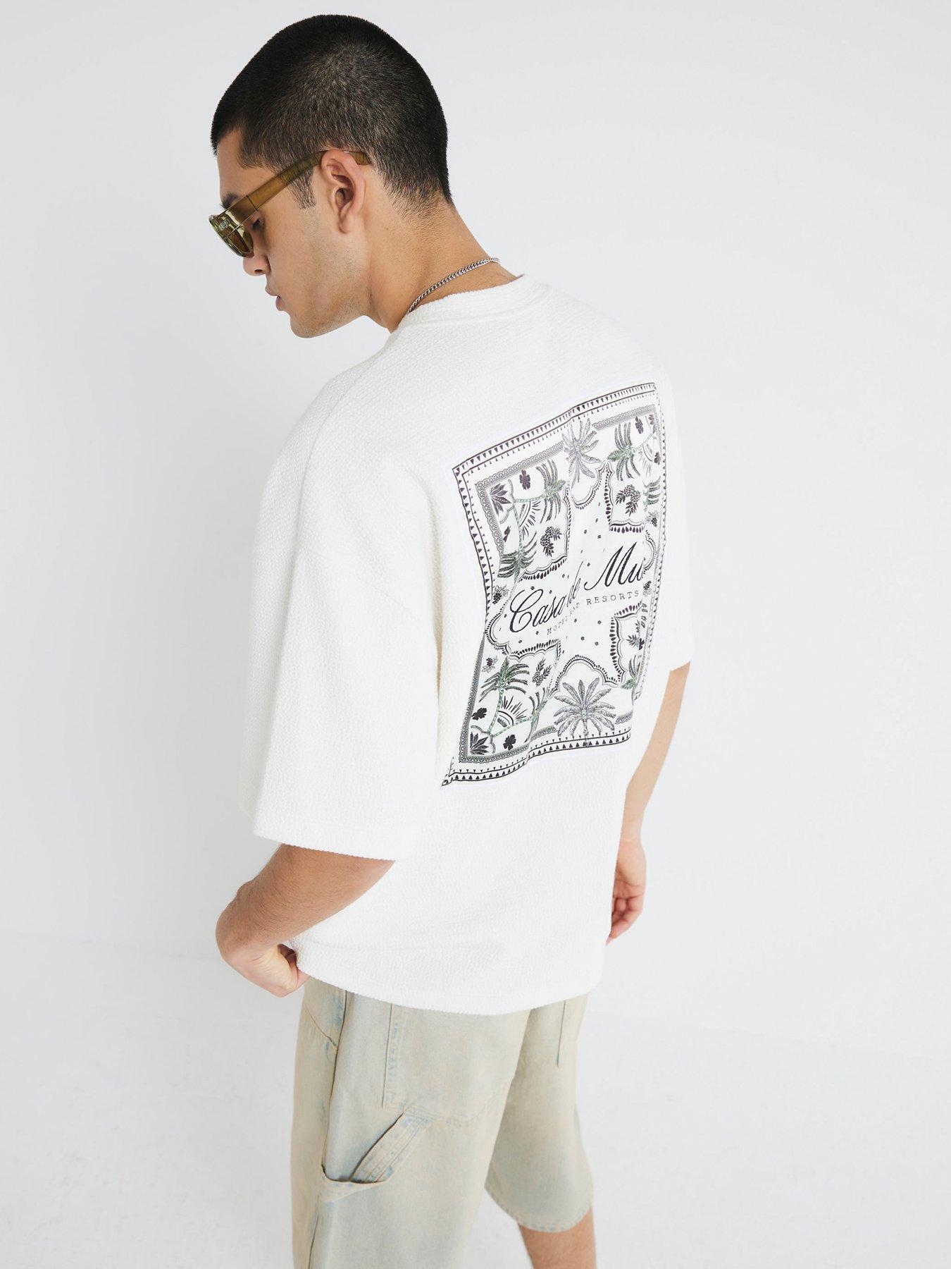 Image 1 of 4 of River Island Textured Casa Patch T-shirt - White