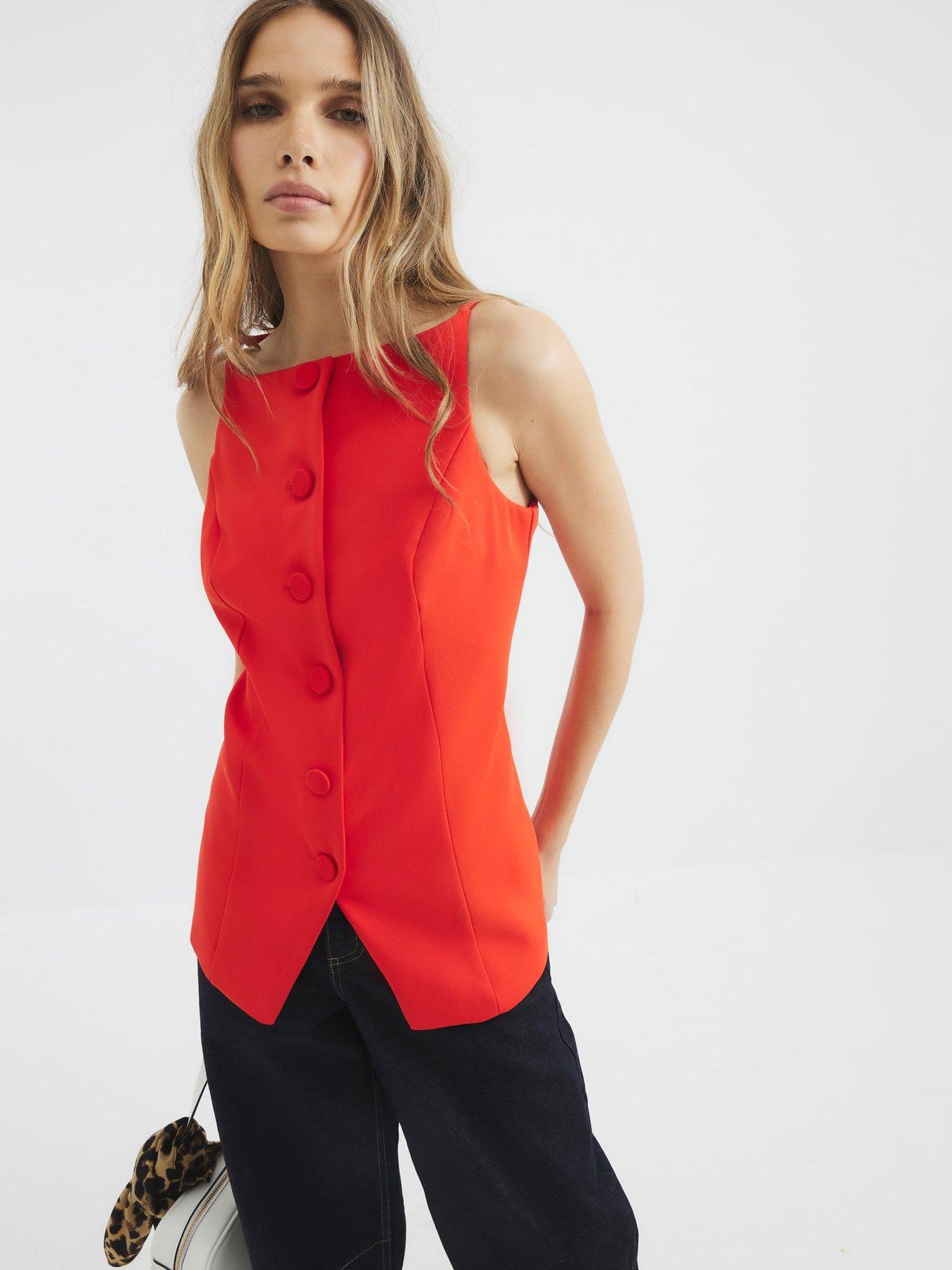 undefined Square Neck Strappy Waistcoat