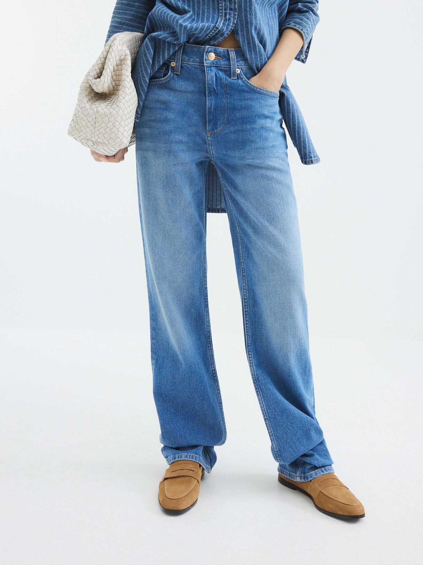 River Island High Rise Stretch Straight Leg Jeans Blue Very