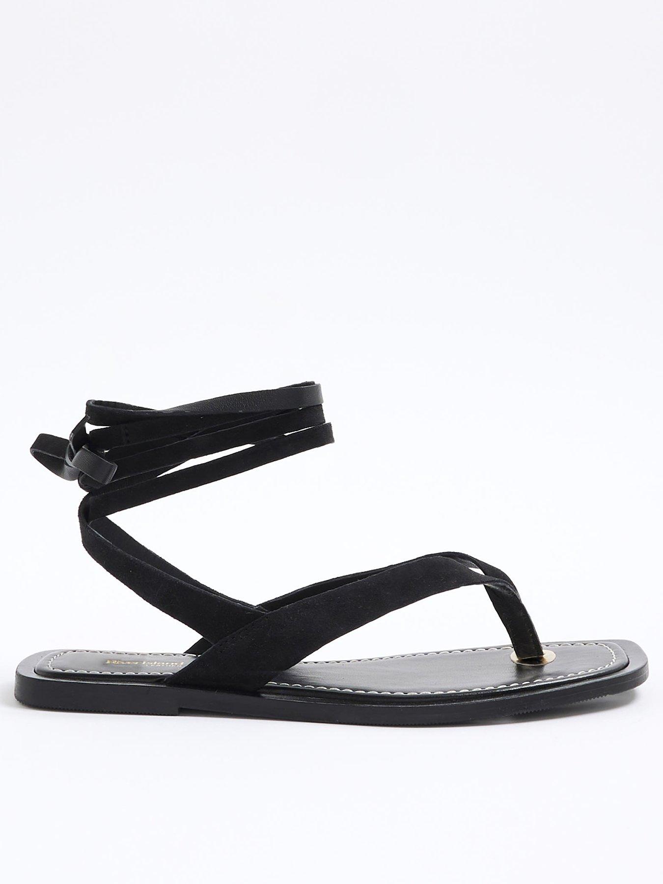 undefined Leather Tie Up Flip Flop Sandals