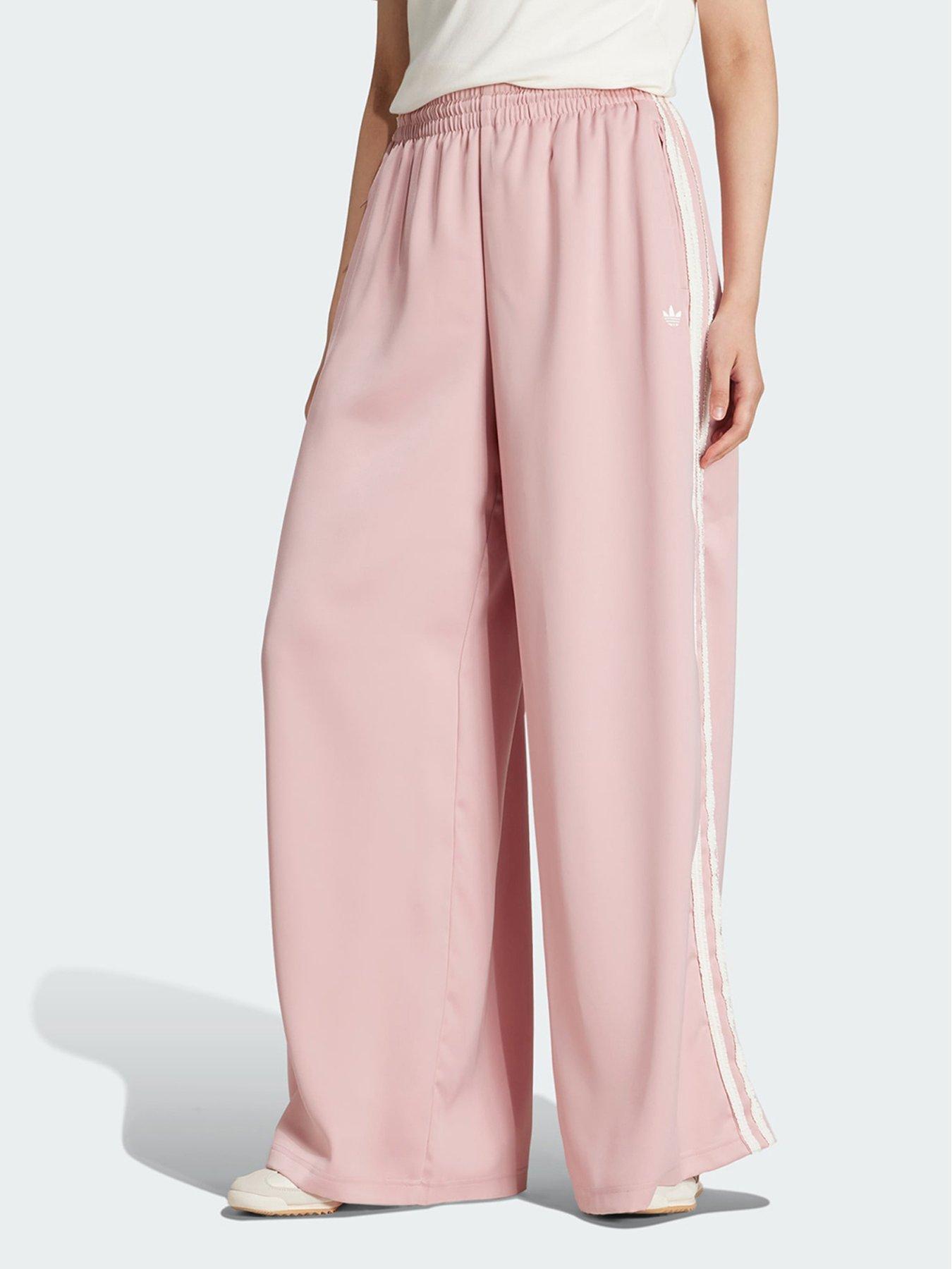 undefined Satin Wide Leg Pants Ruffle 3-Stripes
