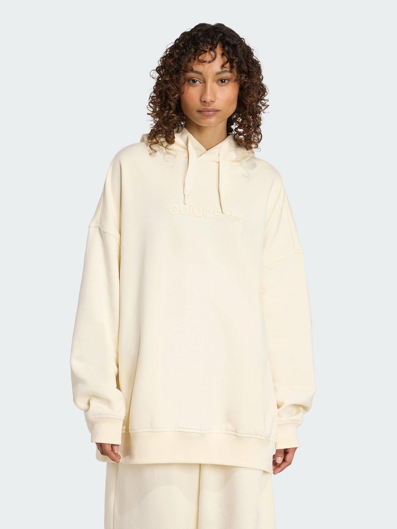 Adidas Originals Essentials Linear Hoodie Oversized - Cream/White