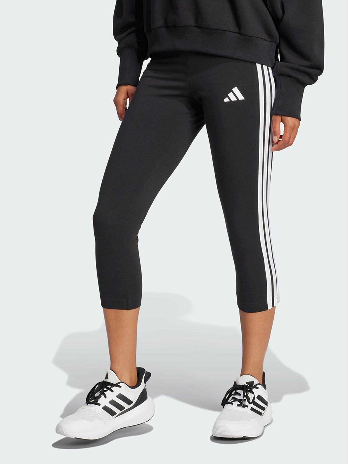 Image 1 of 5 of adidas Essentials 3-Stripes Leggings 3/4 Length - Black