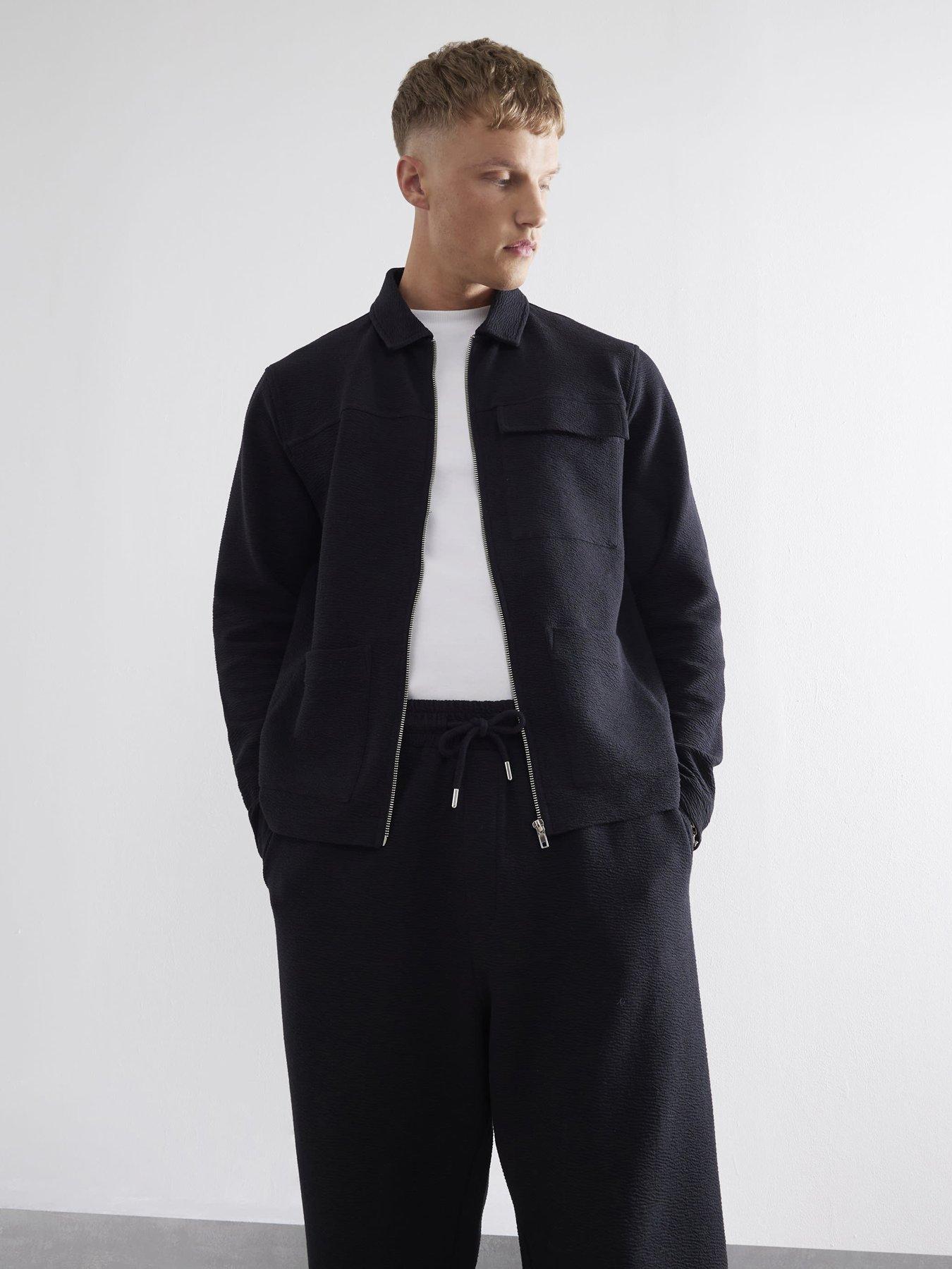 undefined Long Sleeve Textured Smart Overshirt