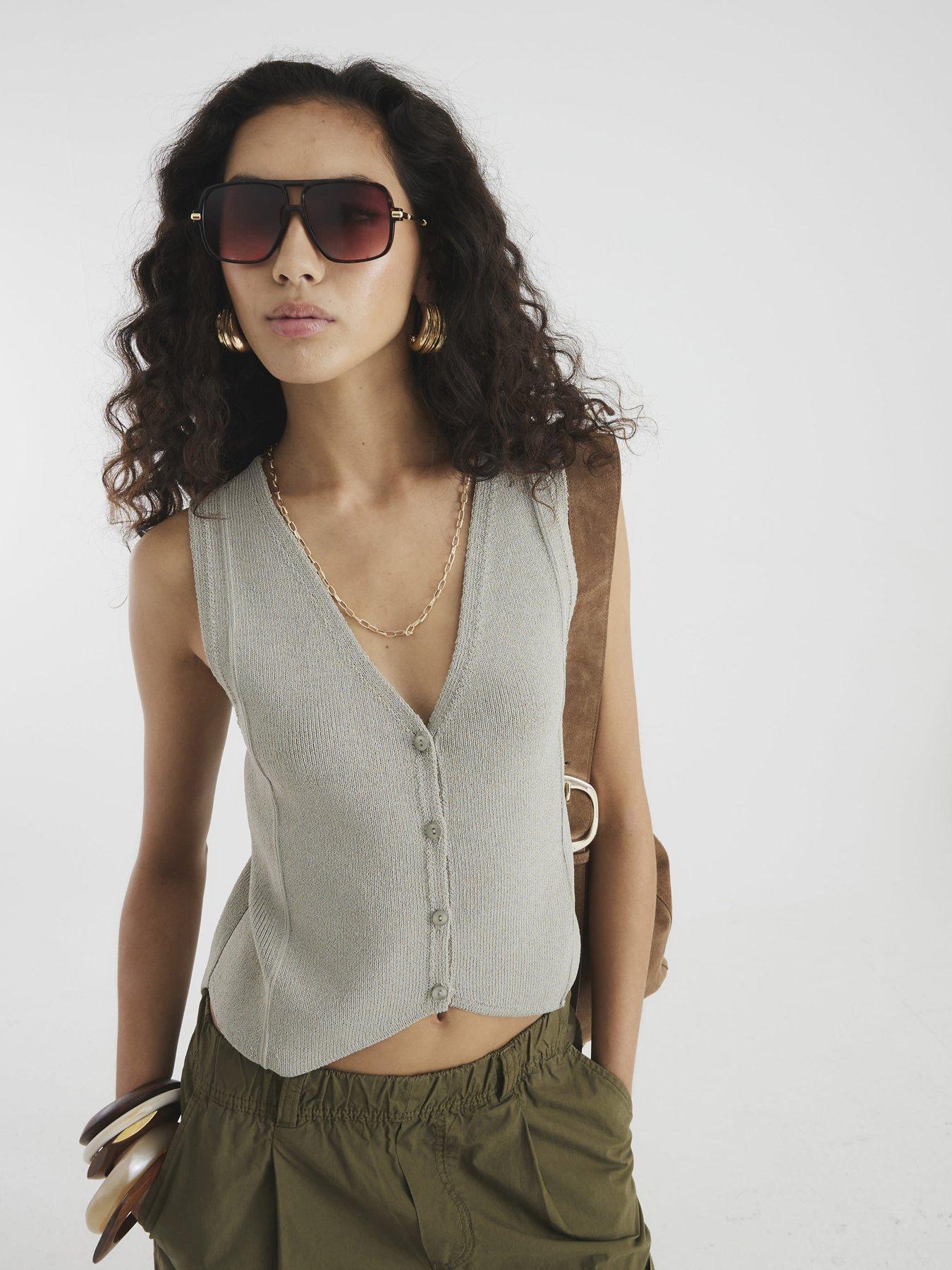 undefined Lace Back Crochet Waistcoat