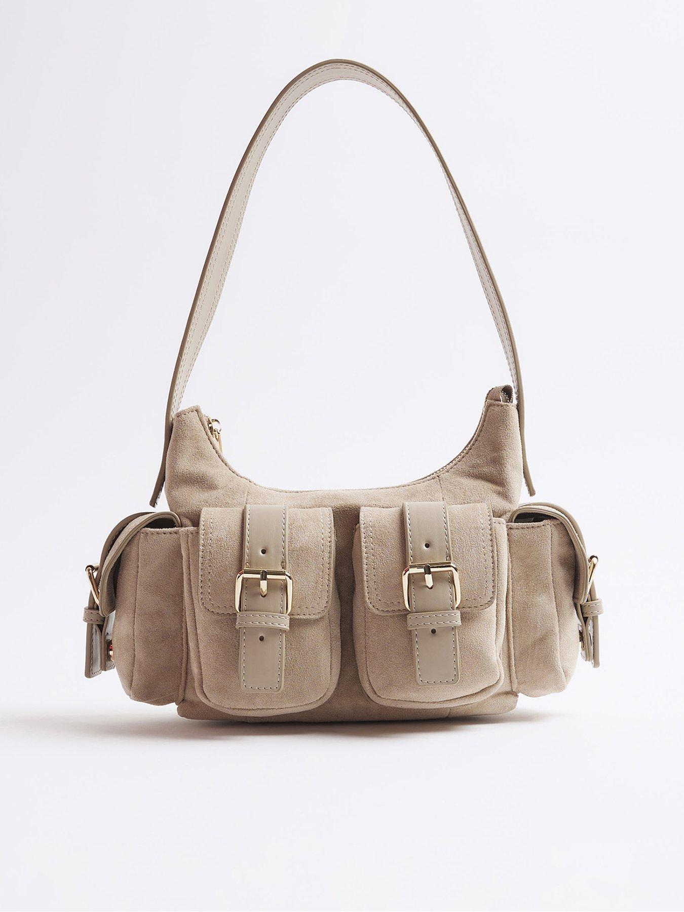 undefined Faux Suede Buckle Pocket Utility Bag