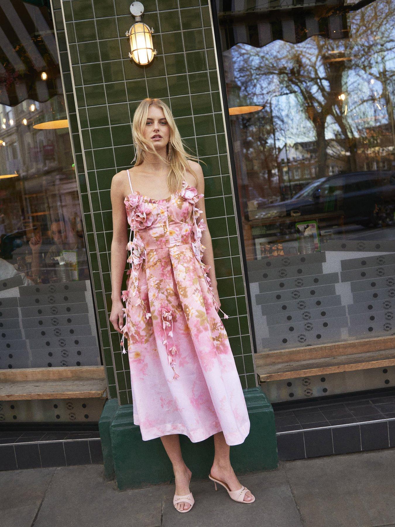undefined 3d Floral Midi Dress