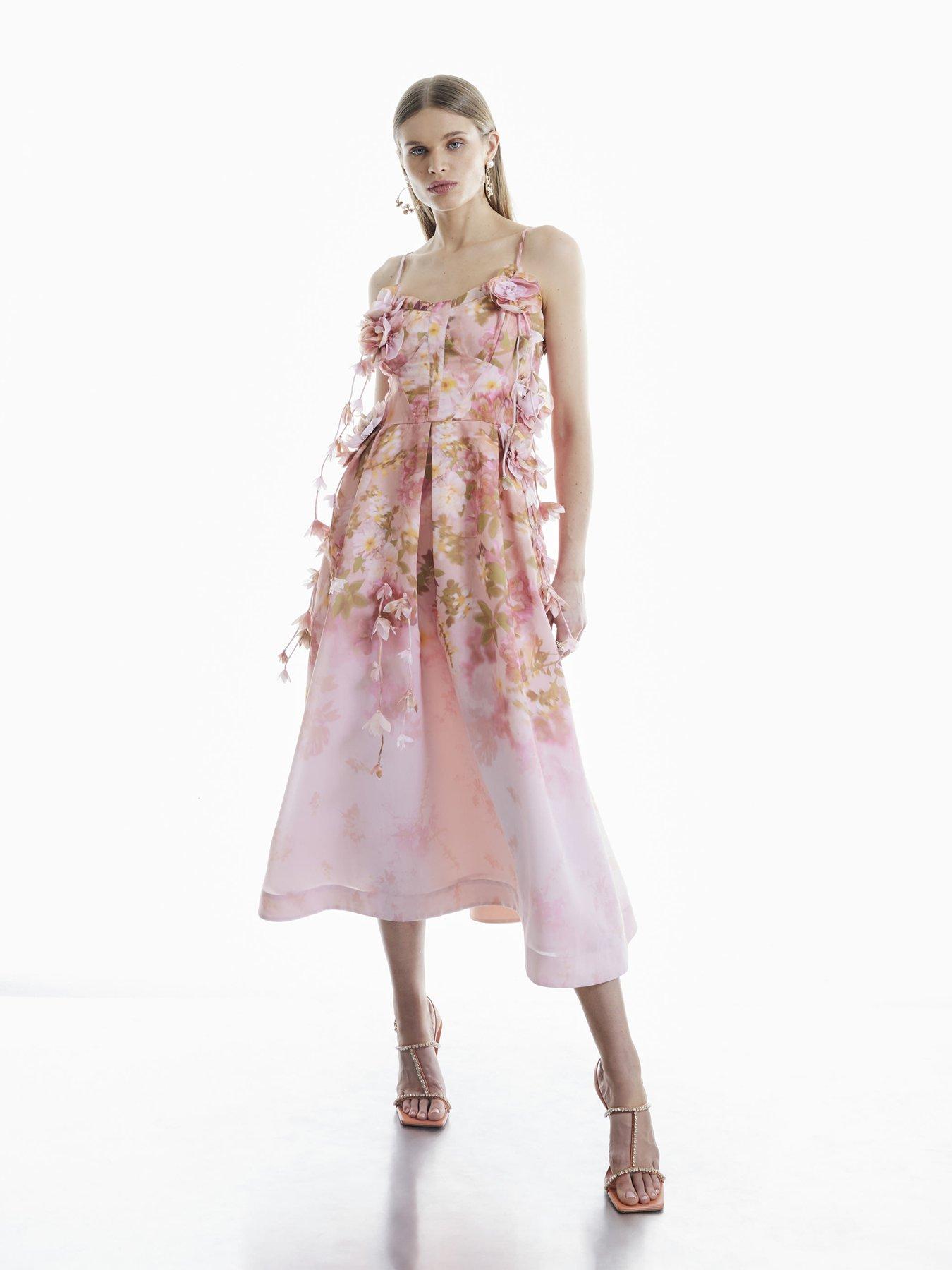 Image 2 of 5 of River Island 3d Floral Midi Dress
