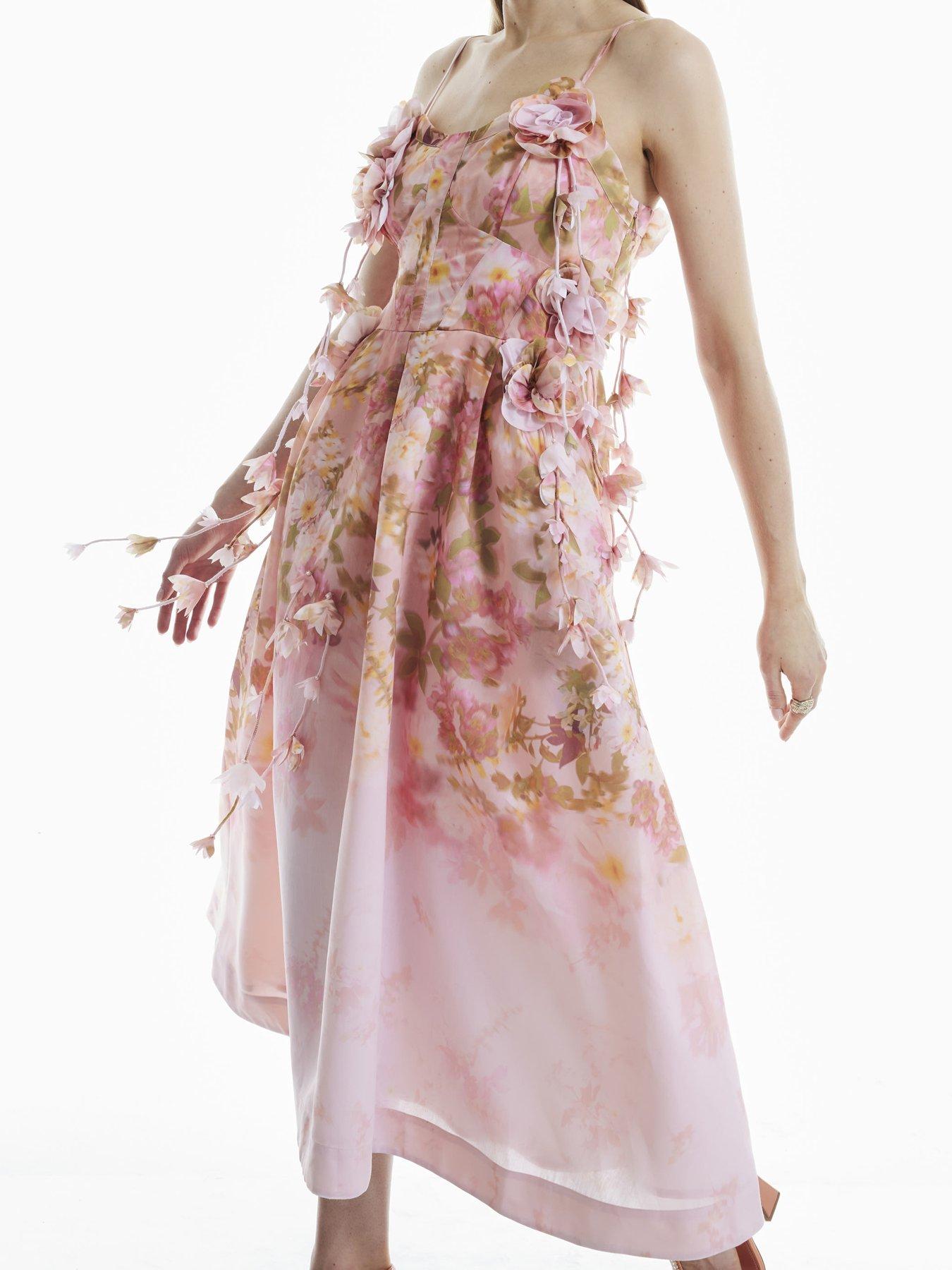 Image 3 of 5 of River Island 3d Floral Midi Dress