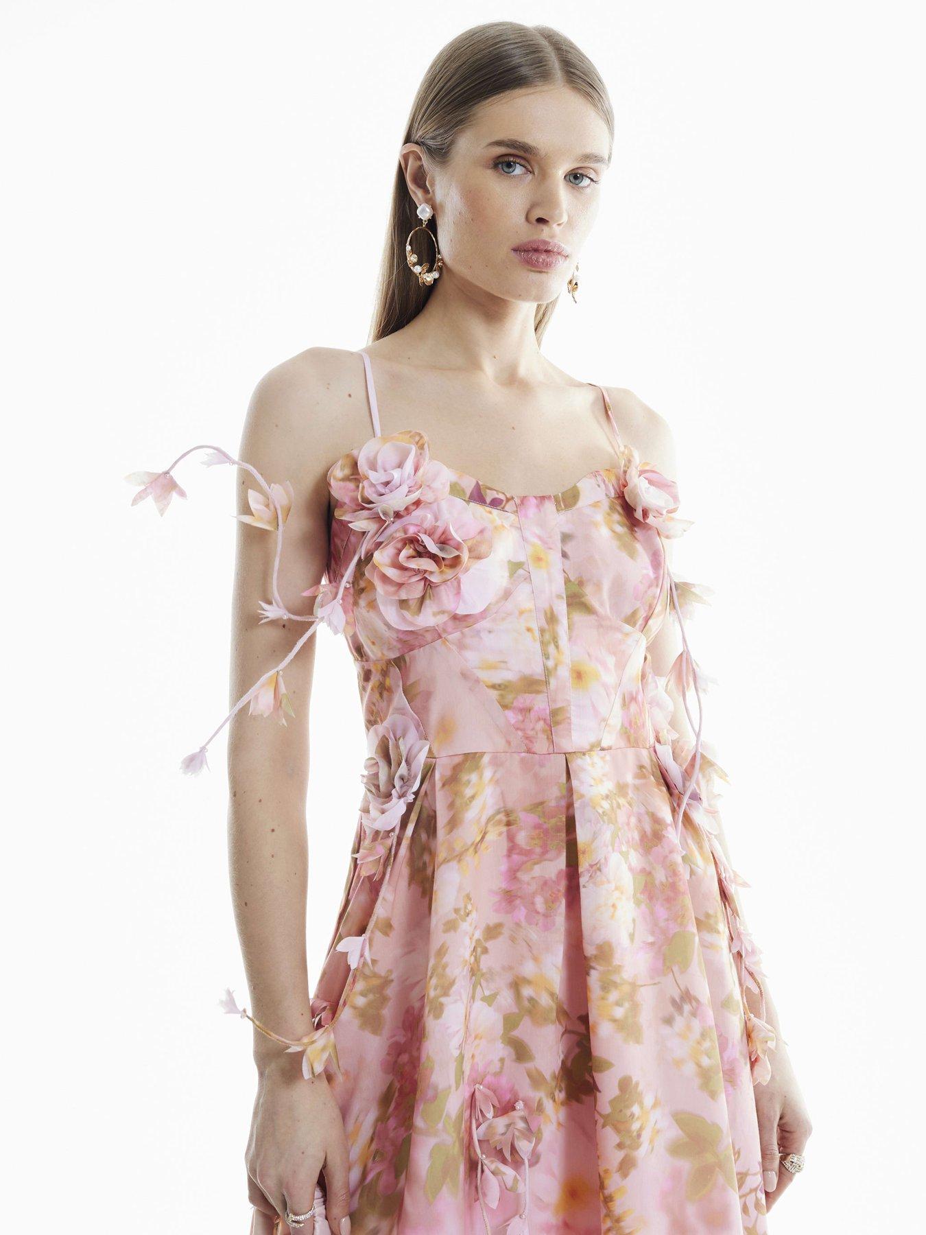 Image 5 of 5 of River Island 3d Floral Midi Dress
