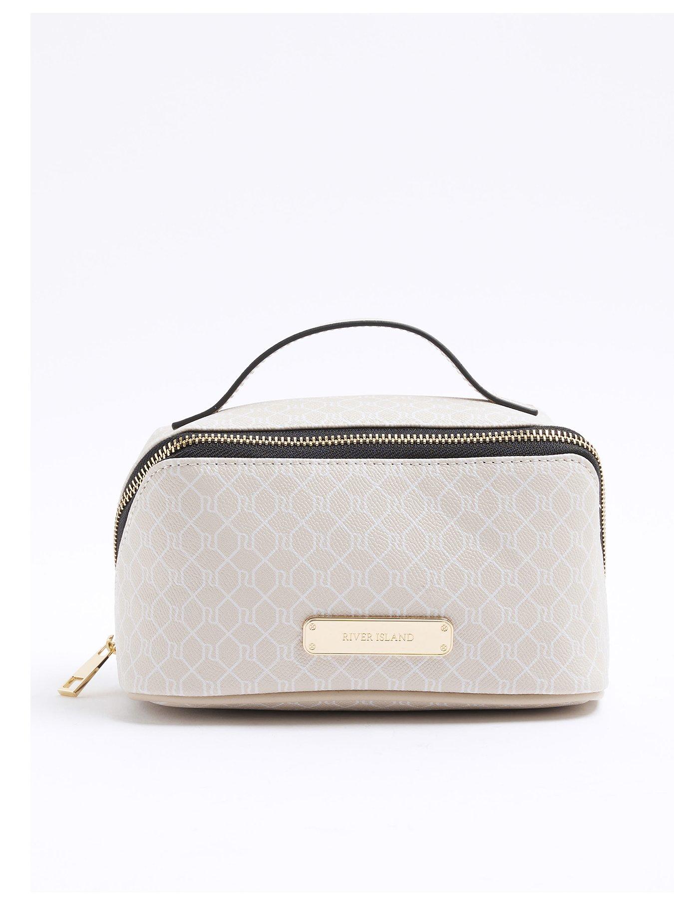 undefined Faux Leather Monogram Make Up Bag