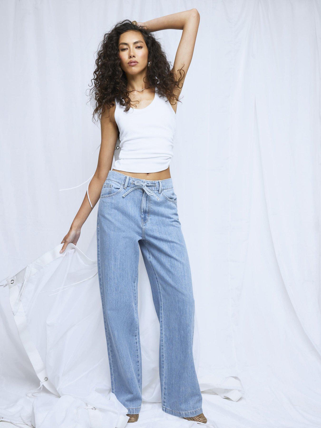 undefined Wide Leg Tie Front Jeans