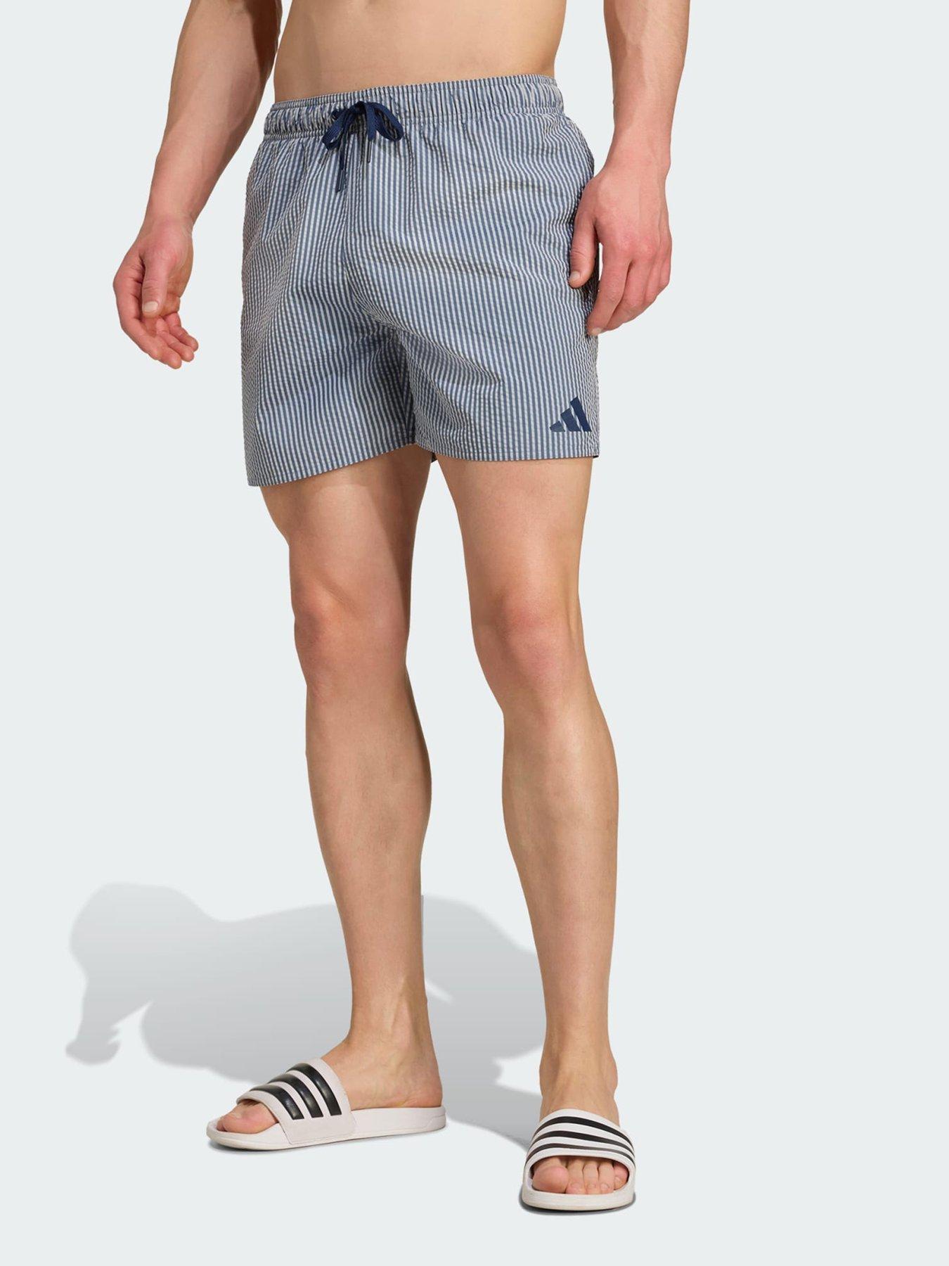 undefined Seersucker Stripy Swim Shorts 5-Inch