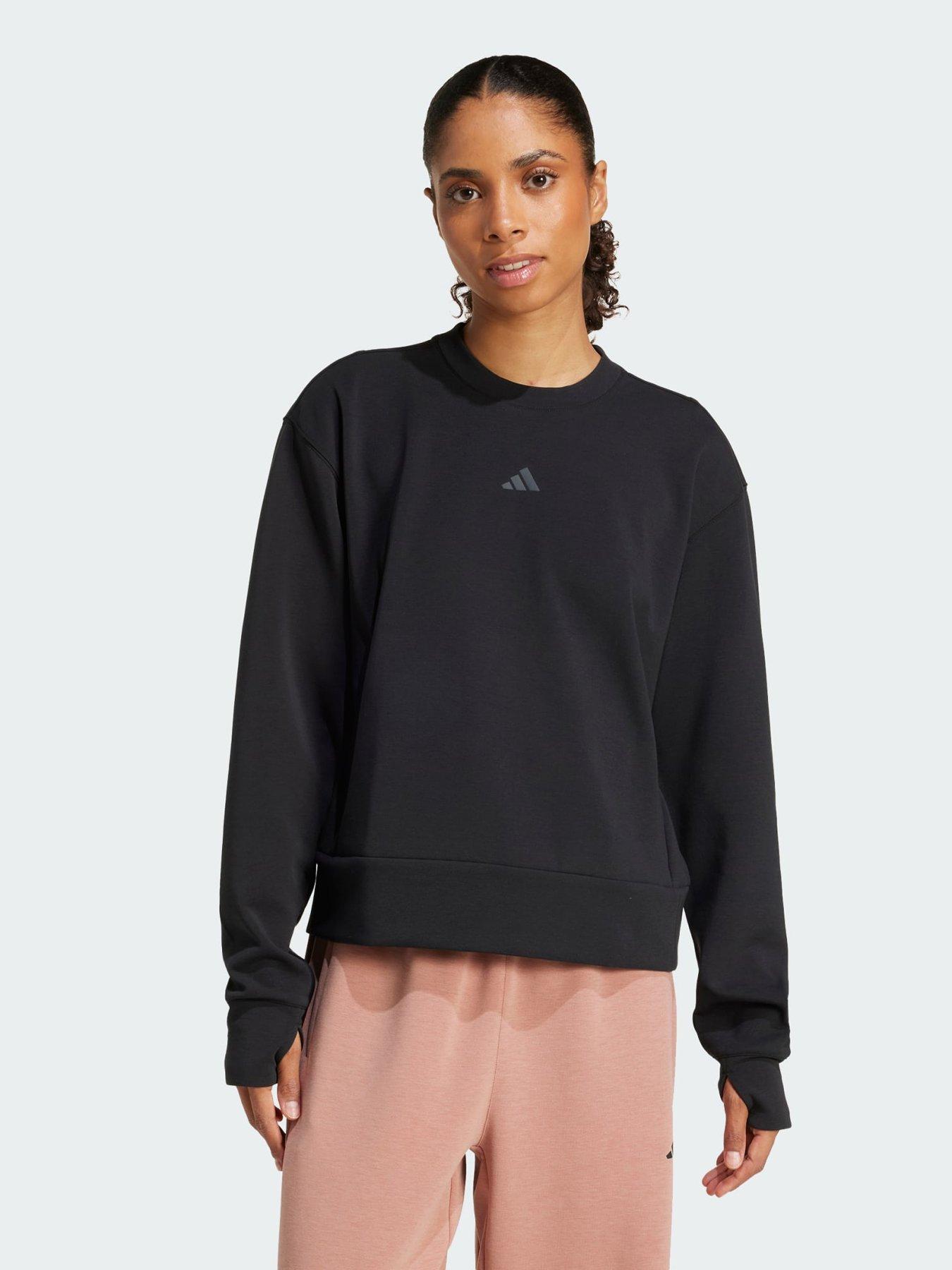 adidas Designed-for-Training Warm-Up Crewneck Sweatshirt, Black, Size S, Women