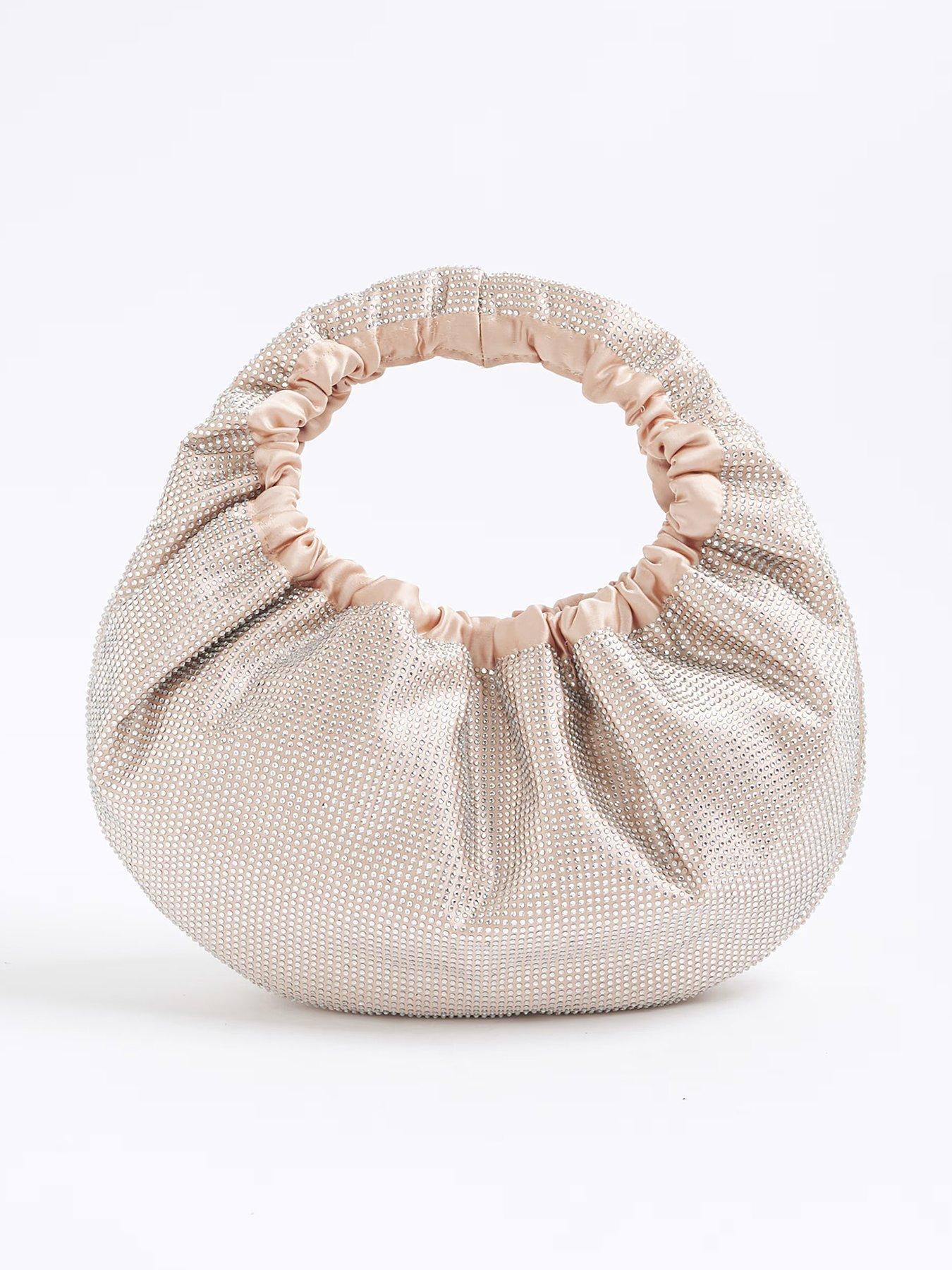 undefined Satin Ruched Diamante Bag