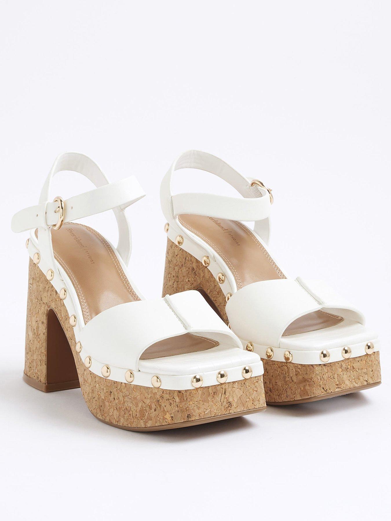Image 1 of 5 of River Island Cork Platform Heeled Sandals