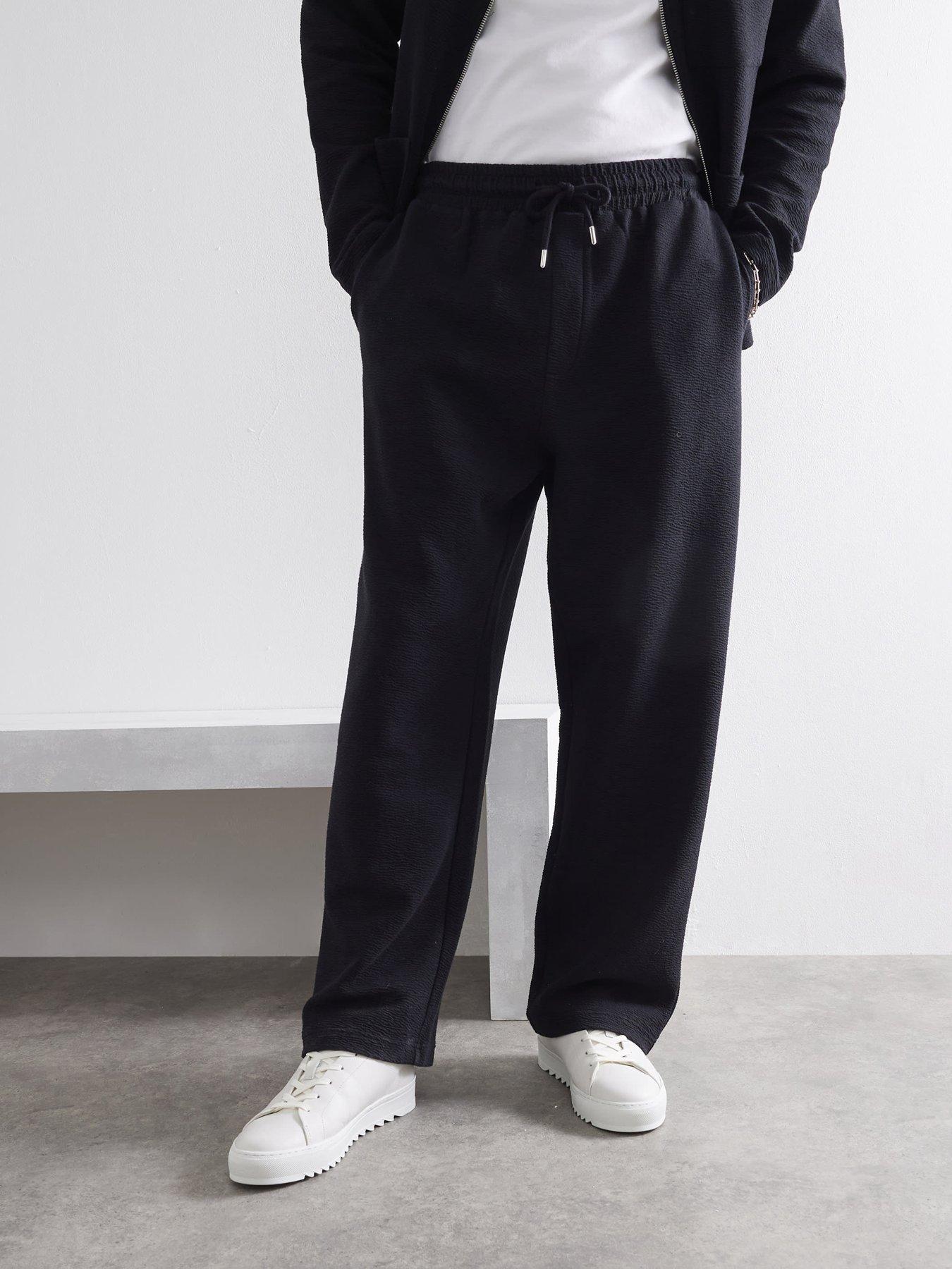 undefined Wide Leg Textured Smart Joggers
