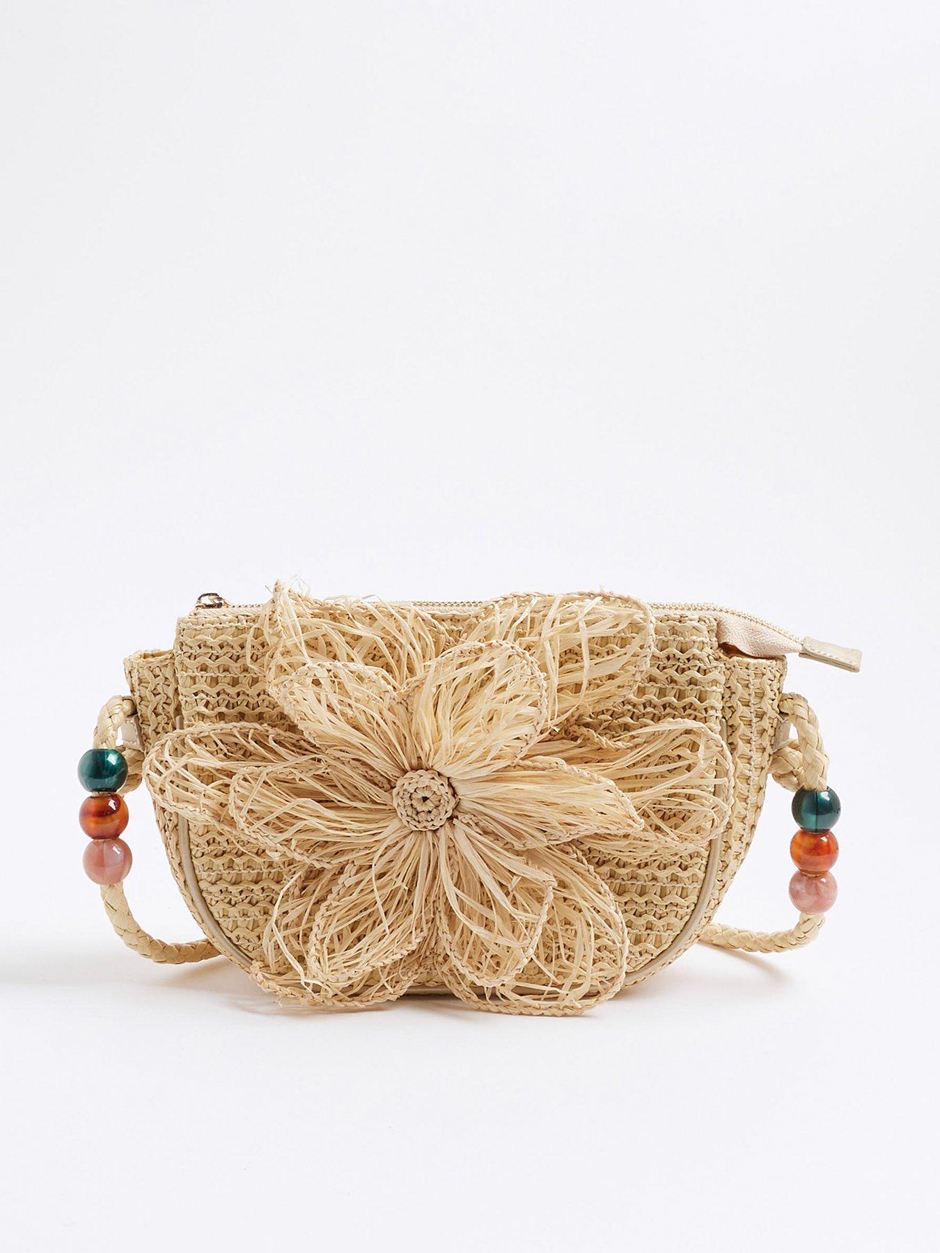undefined 3d Raffia Flower Shoulder Bag
