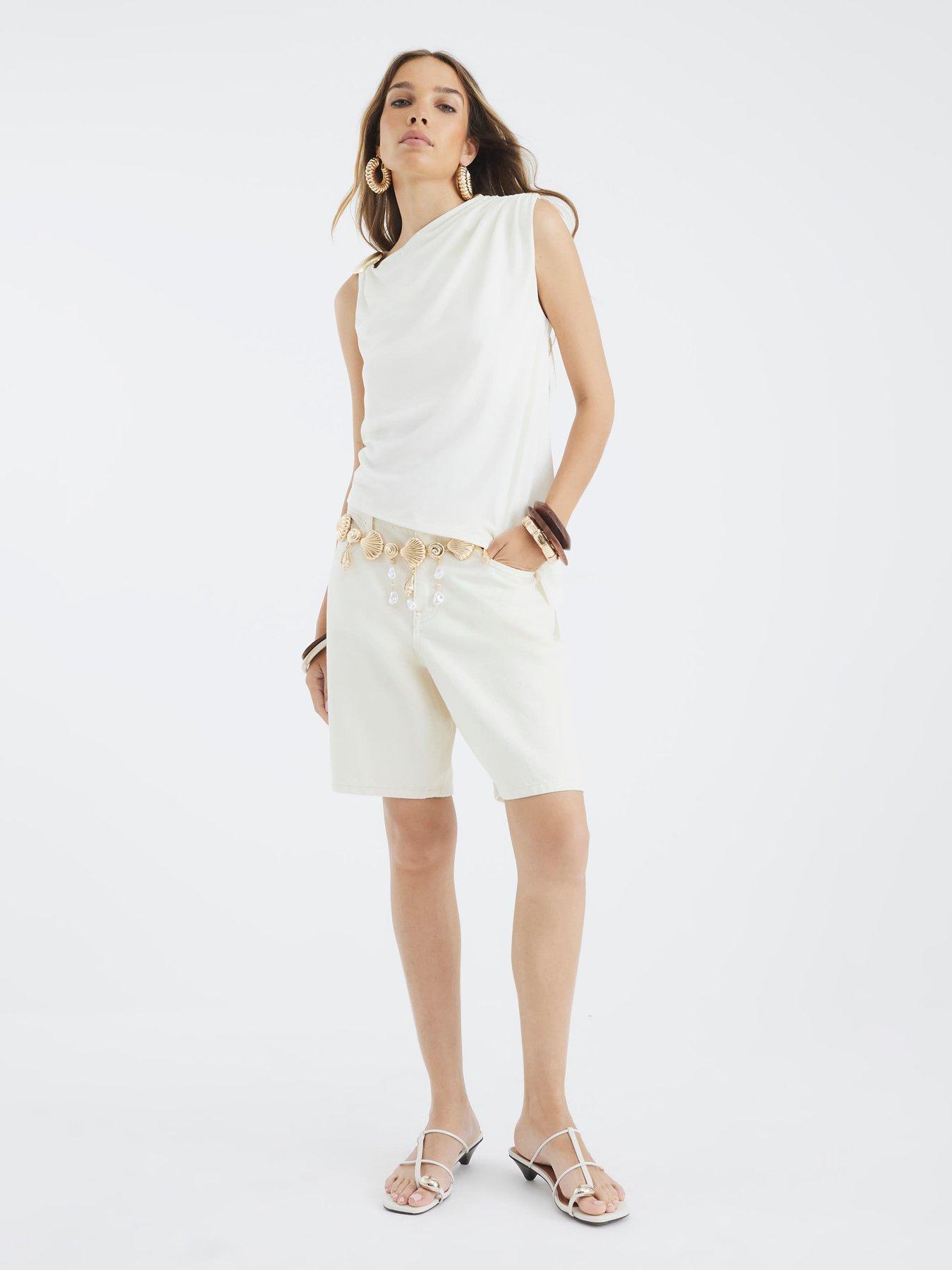 undefined Sleeveless Shell Trim Drape Top