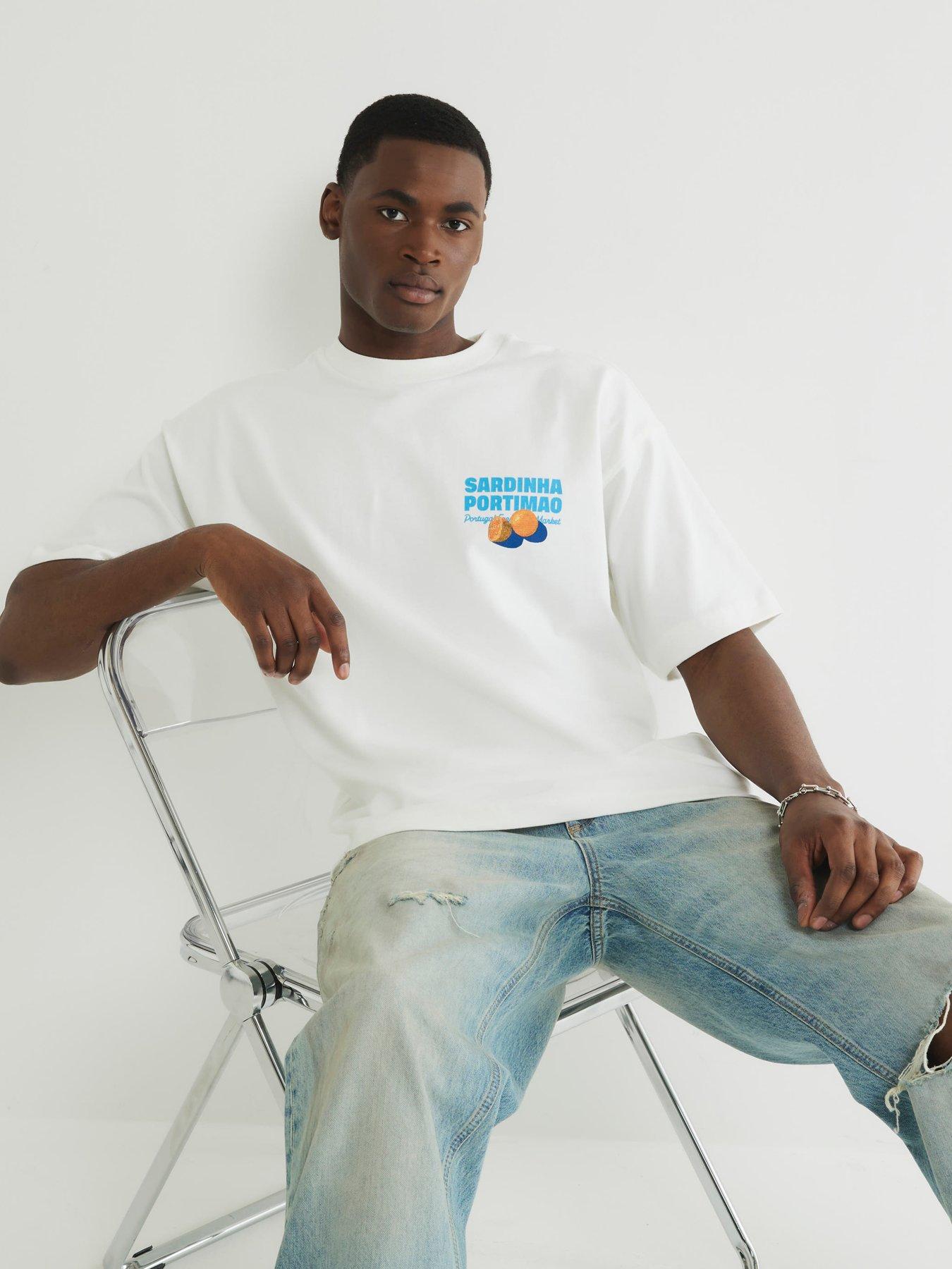 undefined White Boxy Fit Lemon Sardine T-shirt