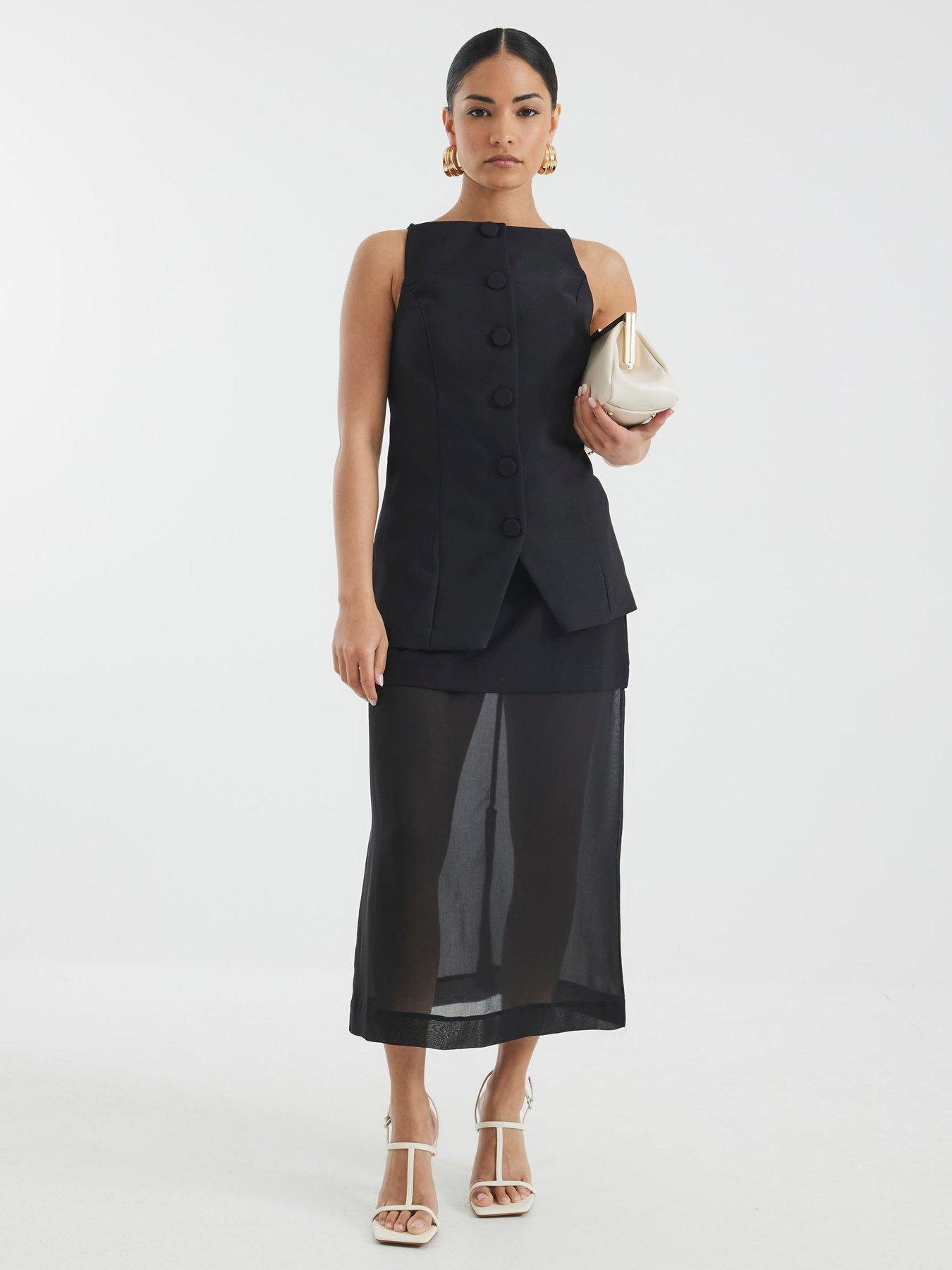 undefined Petite Square Neck Strappy Waistcoat