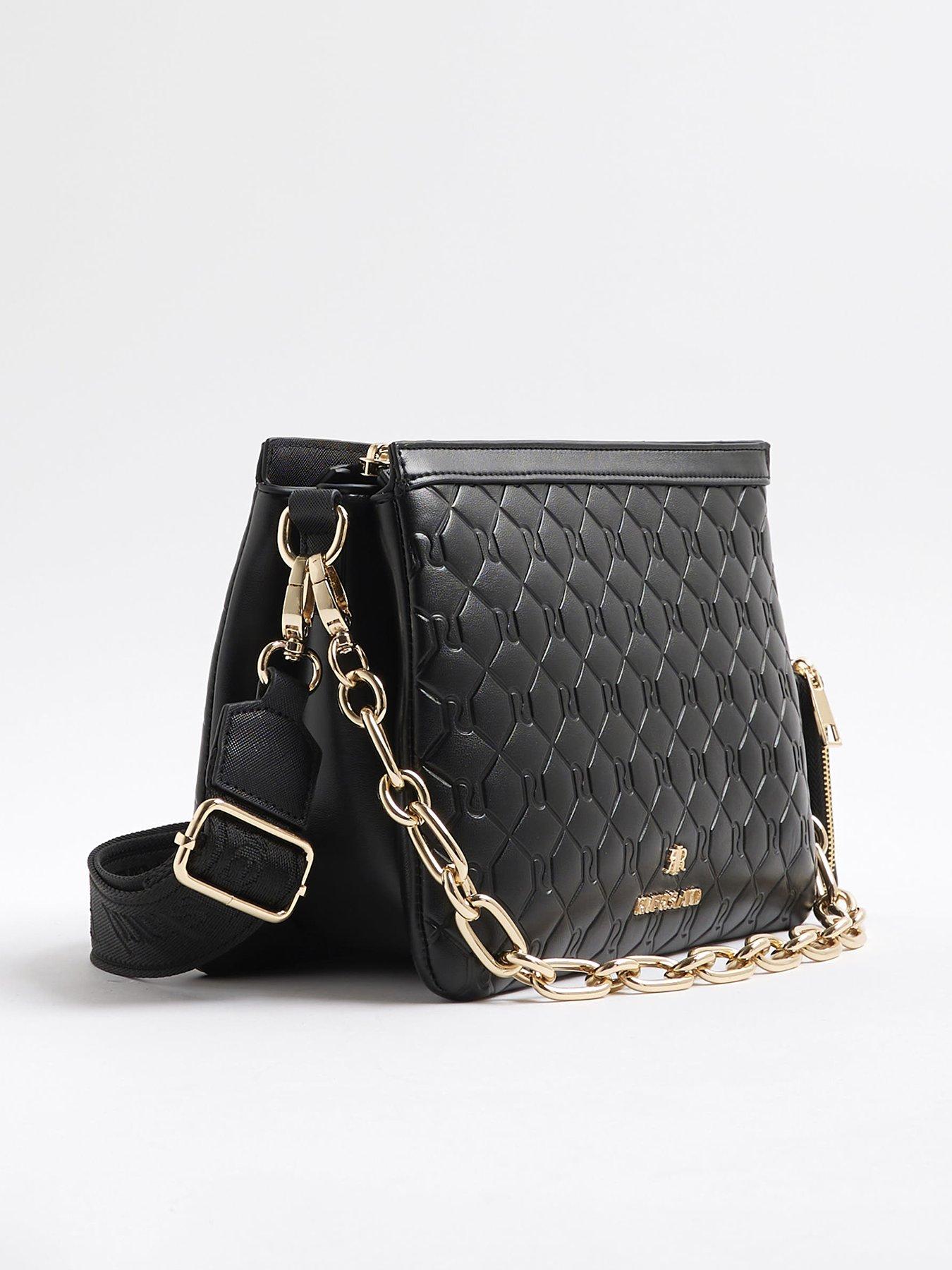 Image 3 of 5 of River Island Embossed Monogram Chain Cross Body Bag