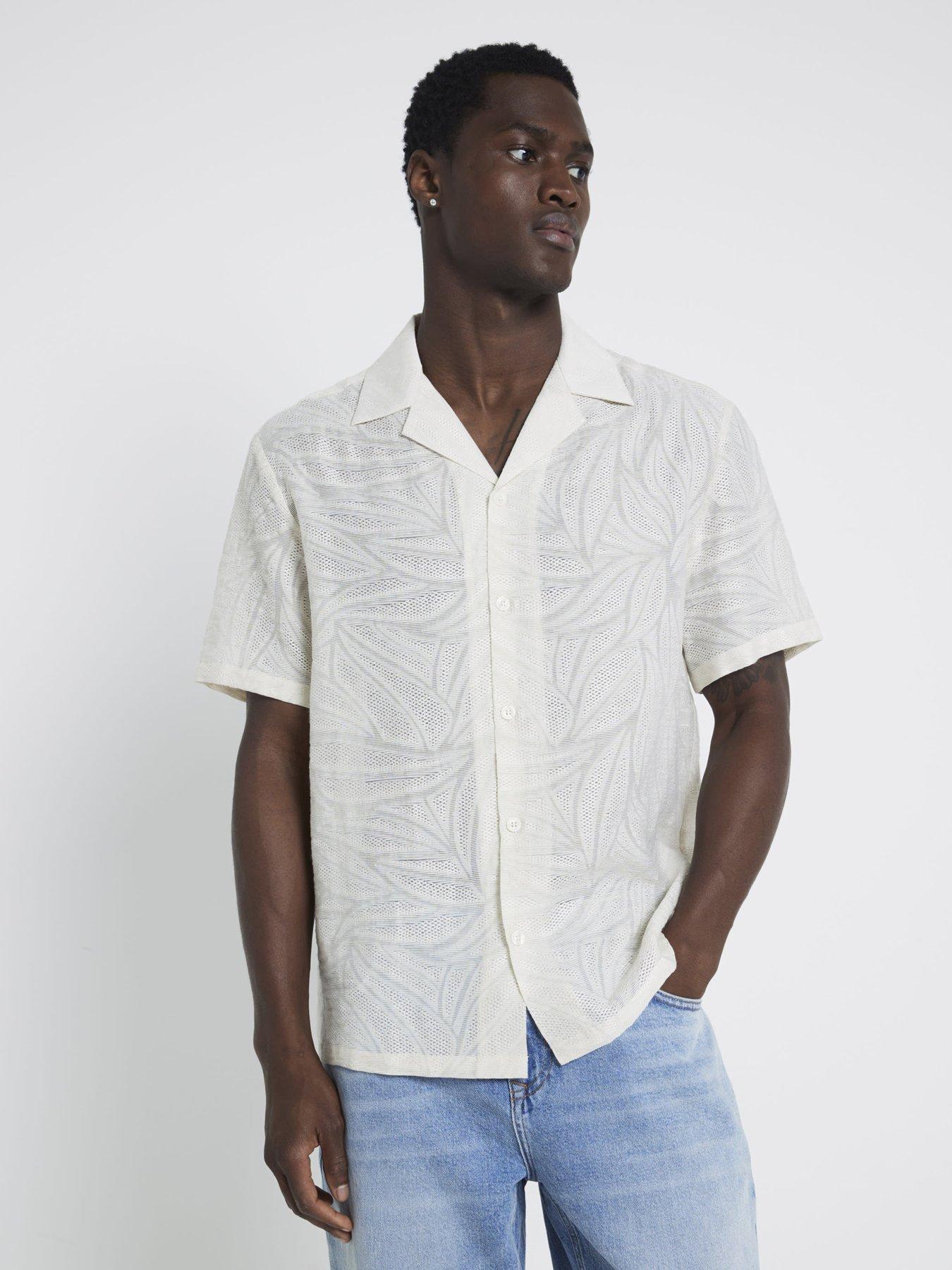 undefined Beige Jacquard Floral Shirt