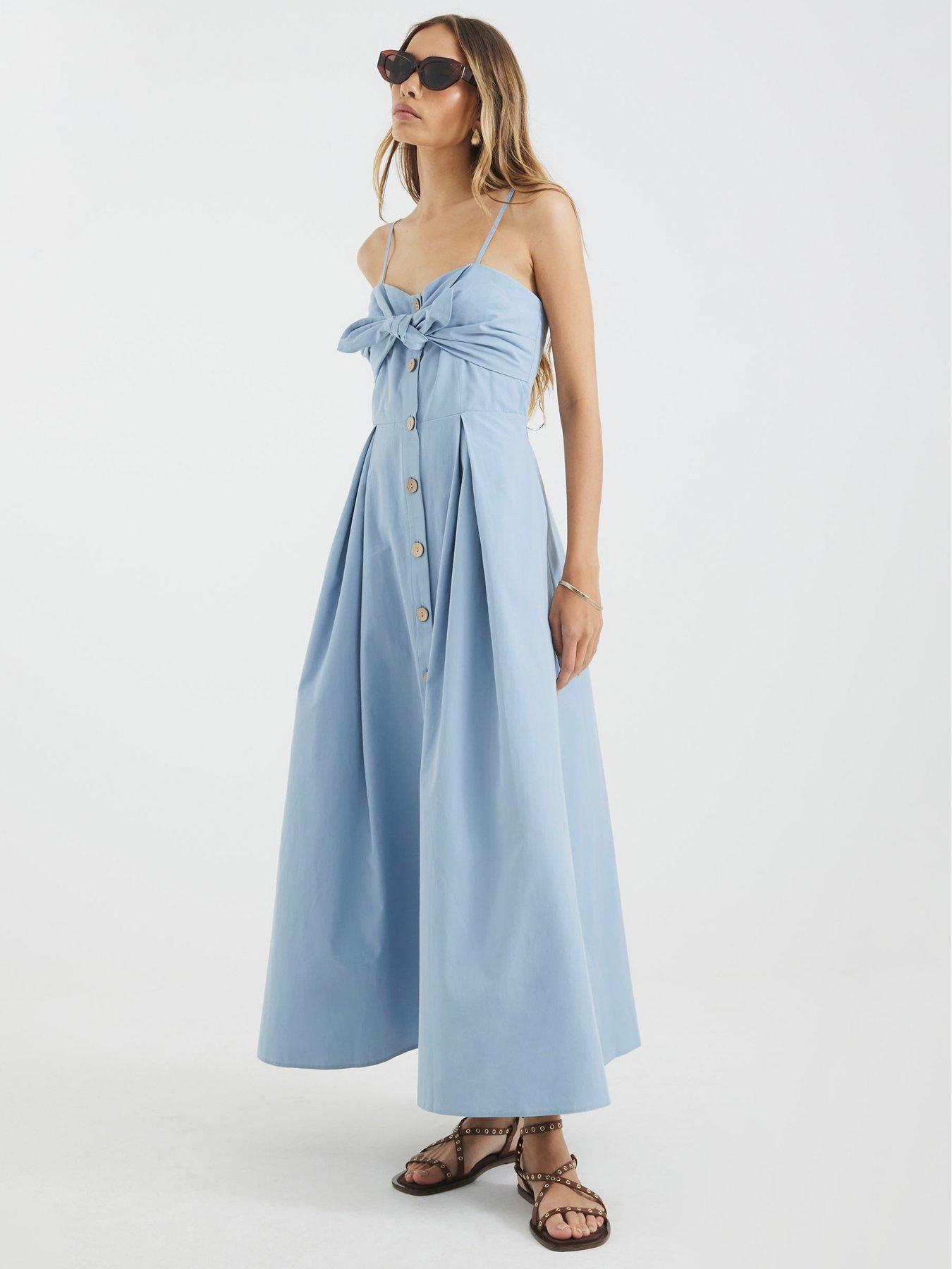 undefined Bow Detail Button Up Midi Dress