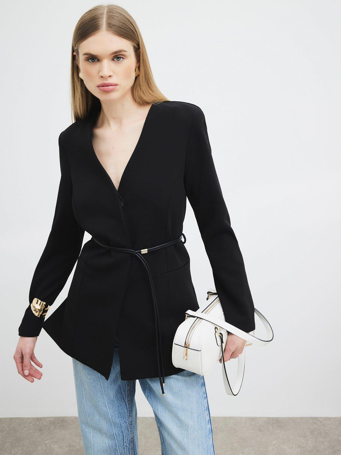undefined Long Sleeve Belted Blazer