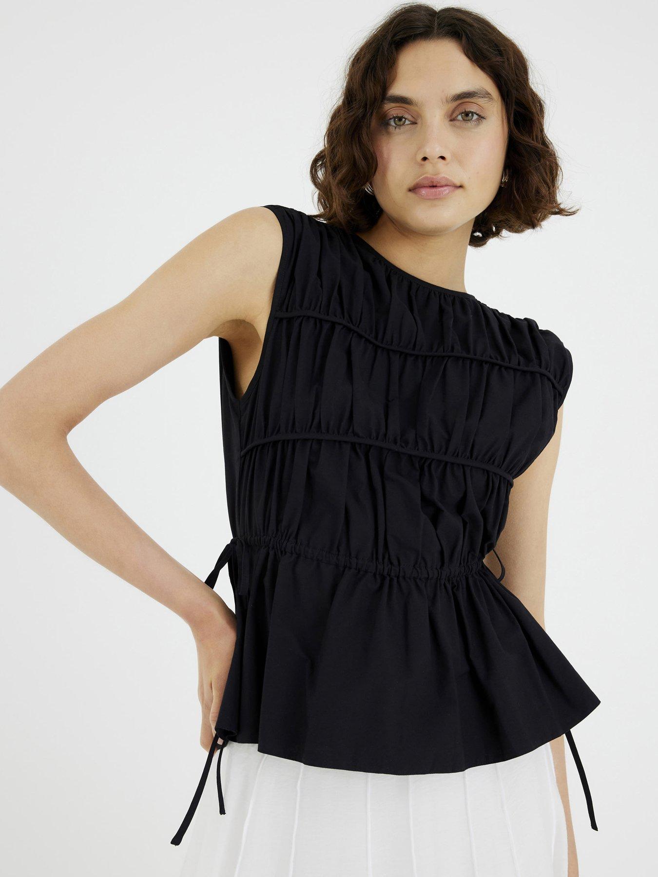 undefined Drawstring Tiered Detail Peplum Top