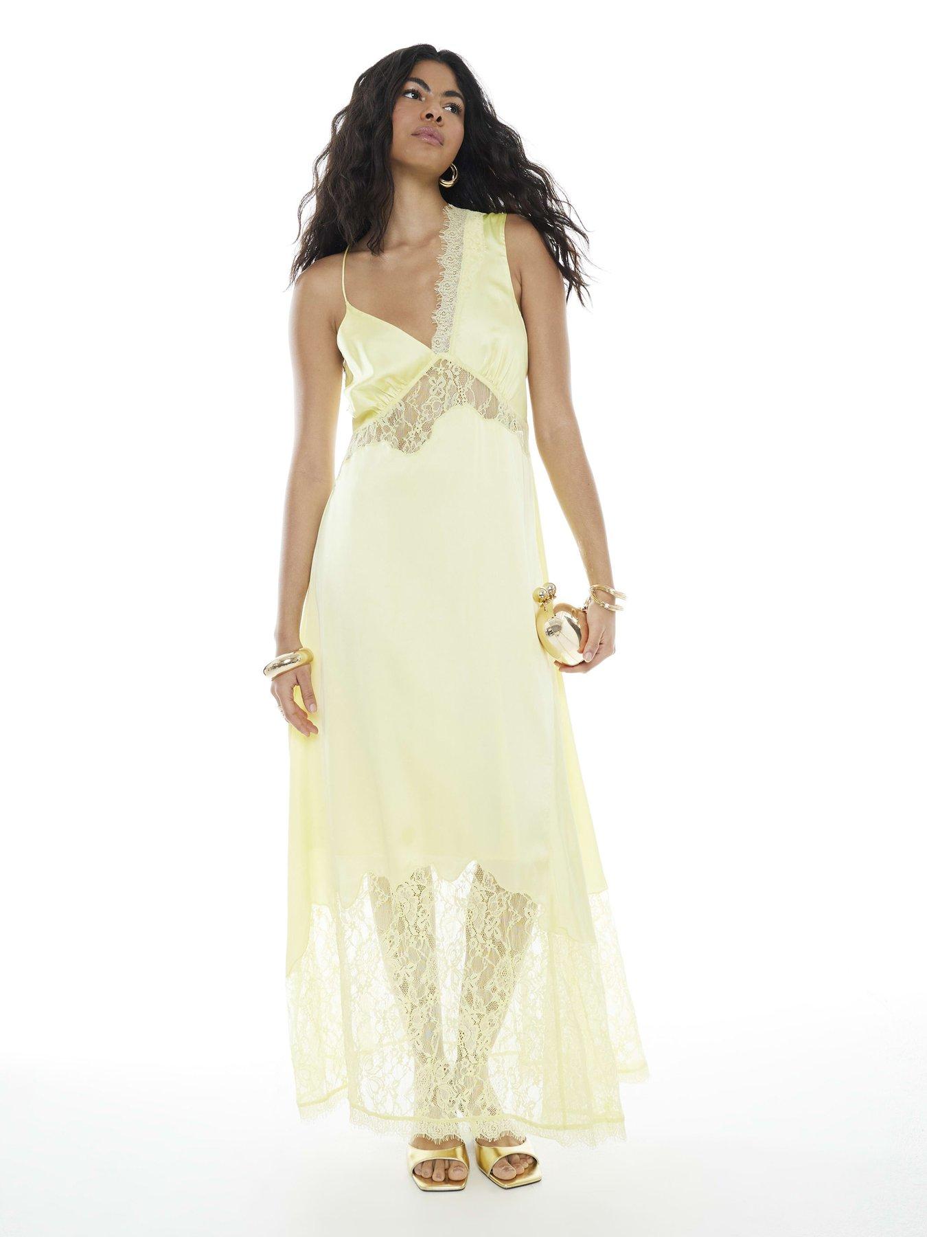 undefined Premium Satin Lace Midi Slip Dress