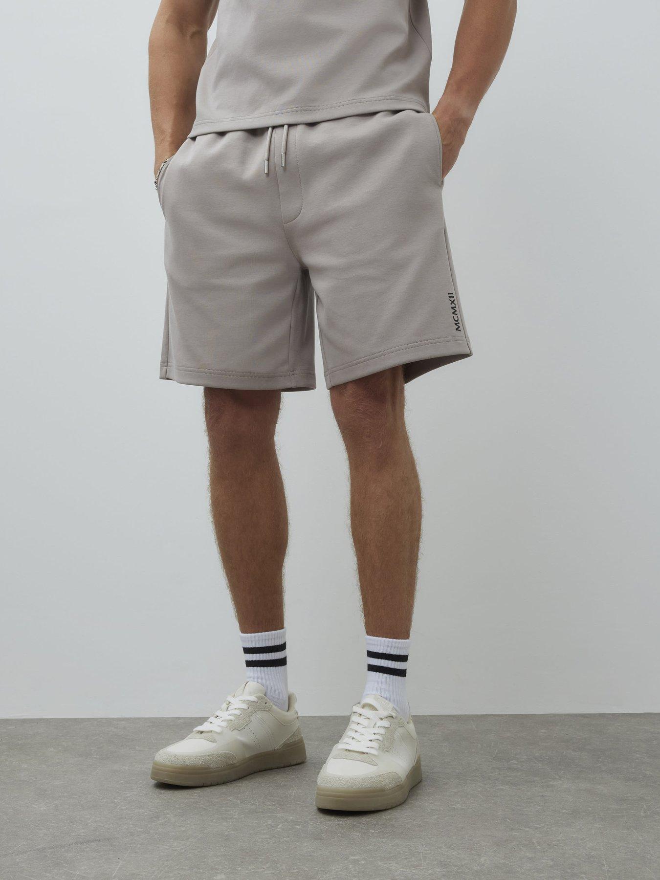 undefined Beige Regular Fit Drawstring Jersey Shorts
