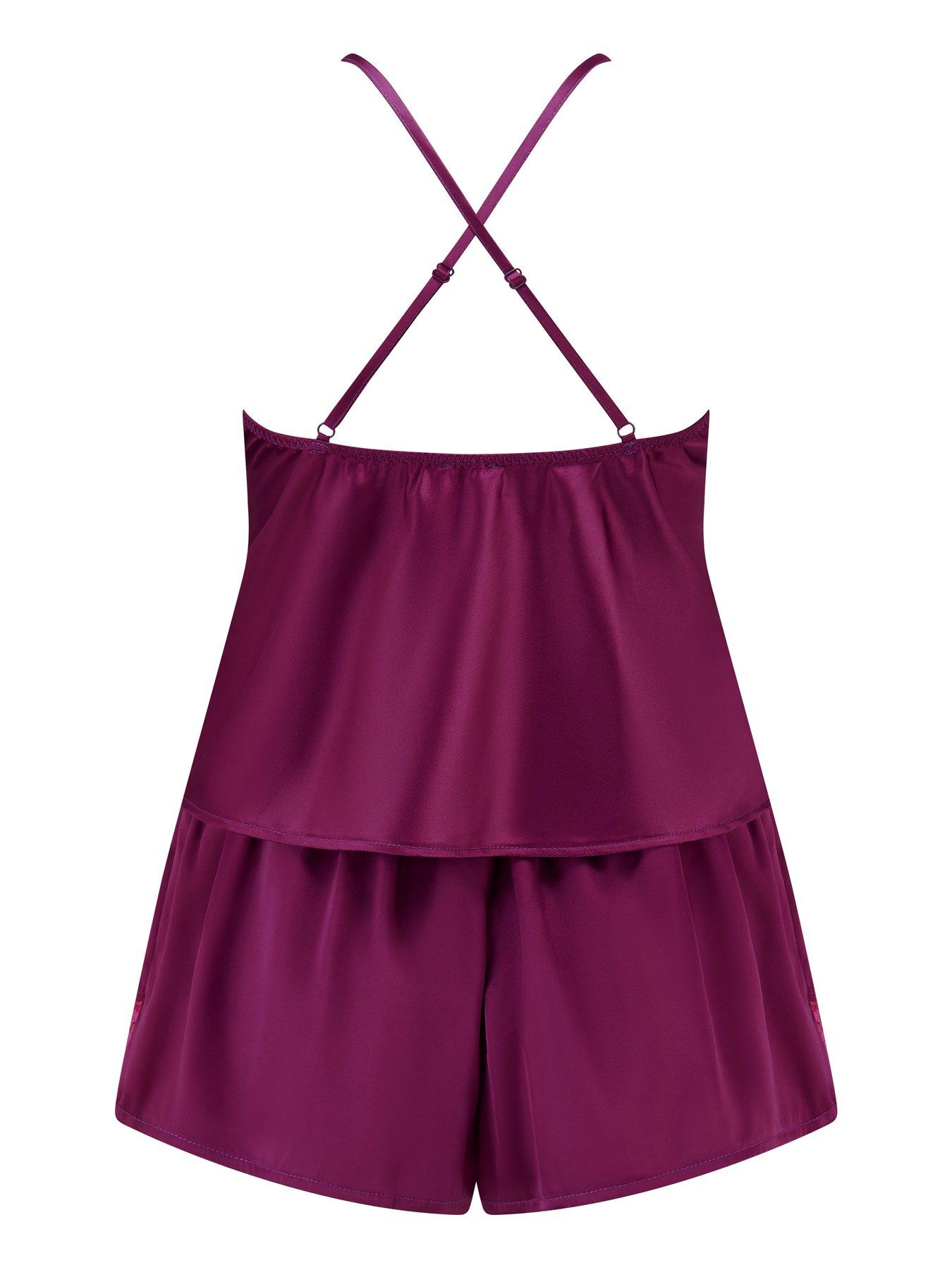 Image 4 of 4 of Pour Moi Dusk Satin Lace Trim Cami and Short
