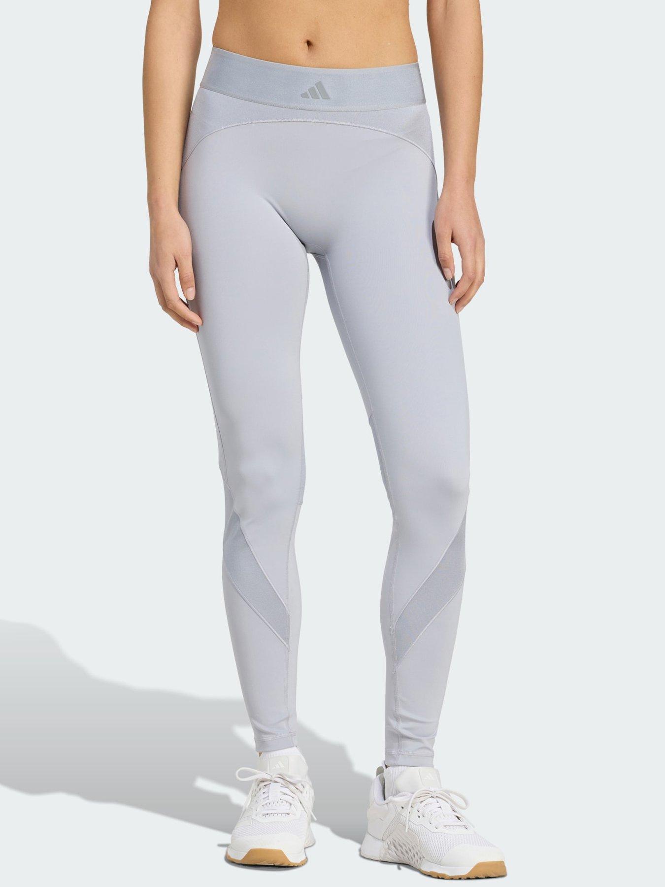 adidas Hyperglam Shine Full-Length Leggings, Grey, Size 2Xl, Inside Leg Regular, Women
