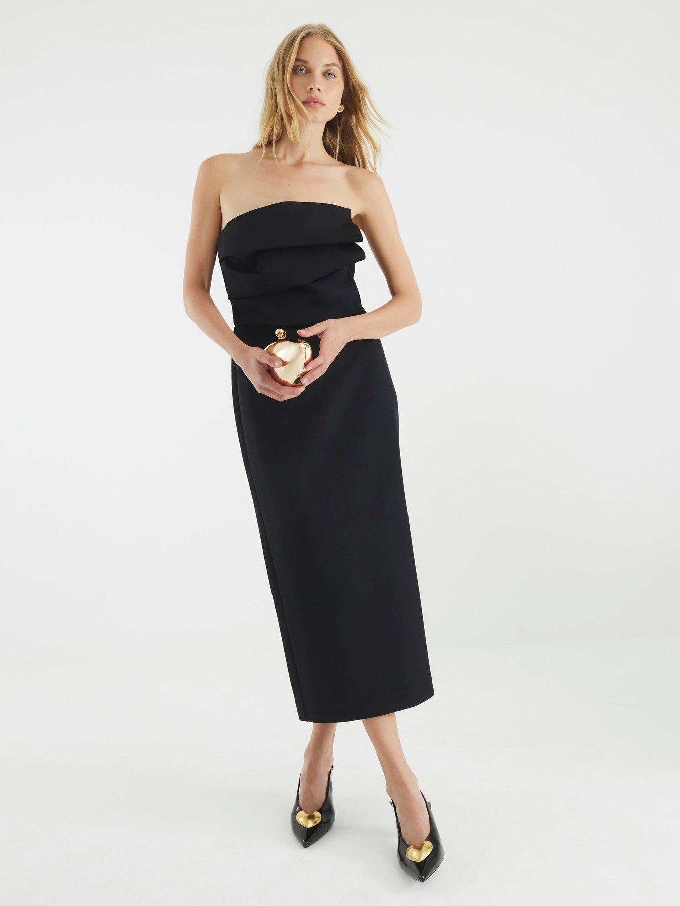undefined Sculpted Bandeau Tailored Midi Dress