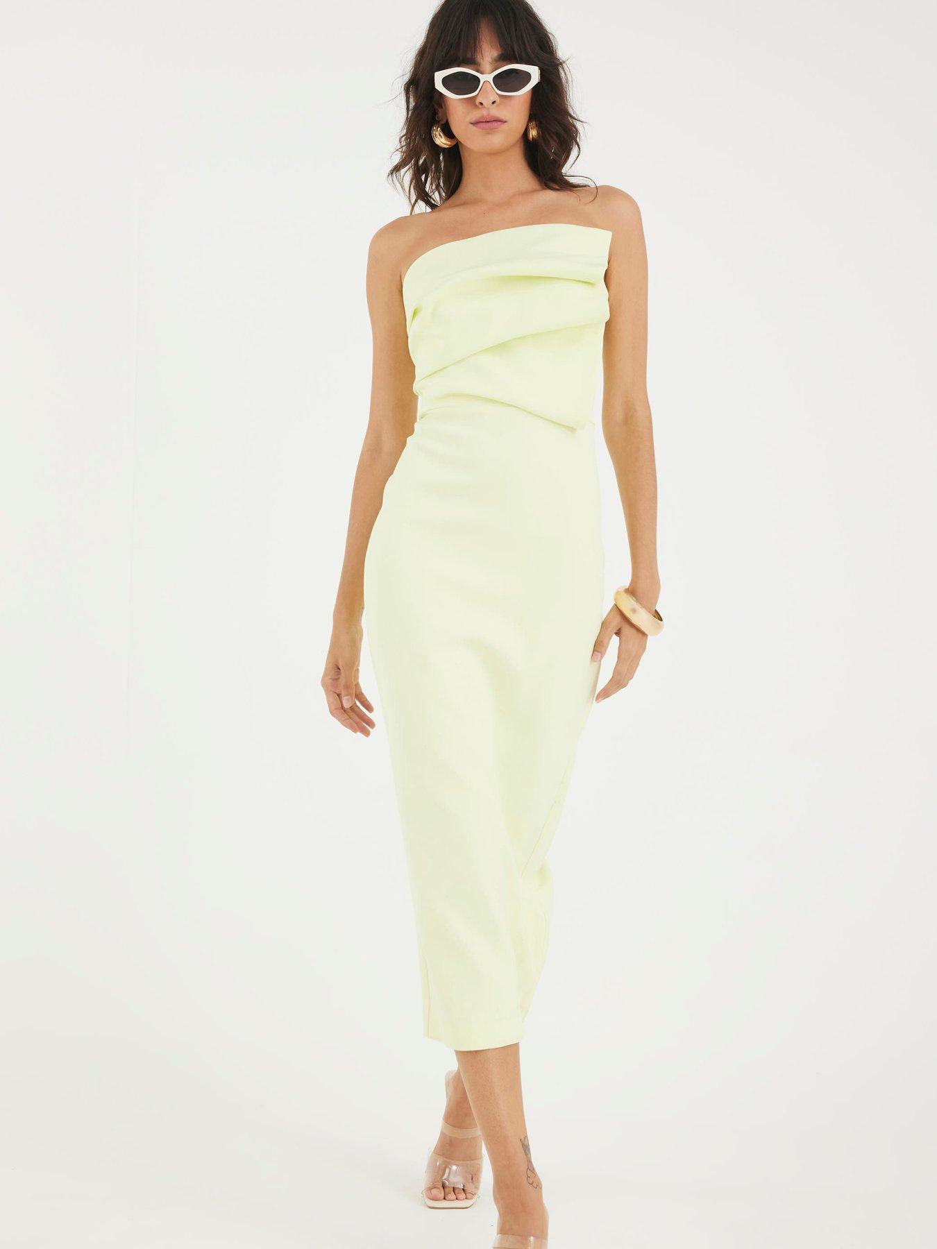 undefined Sculpted Bandeau Tailored Midi Dress