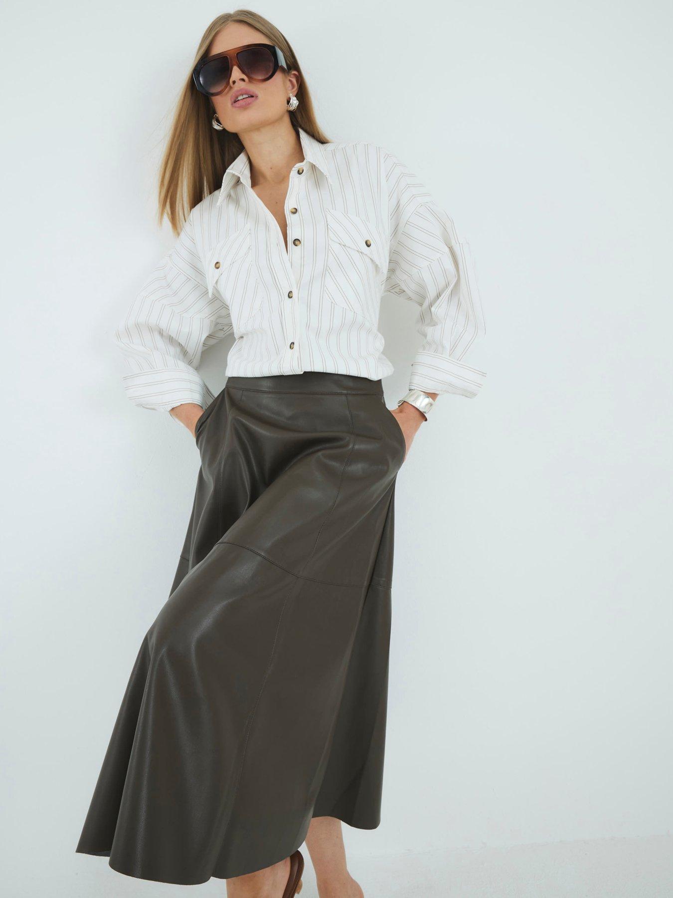 River Island Faux Leather Midi Skirt Very