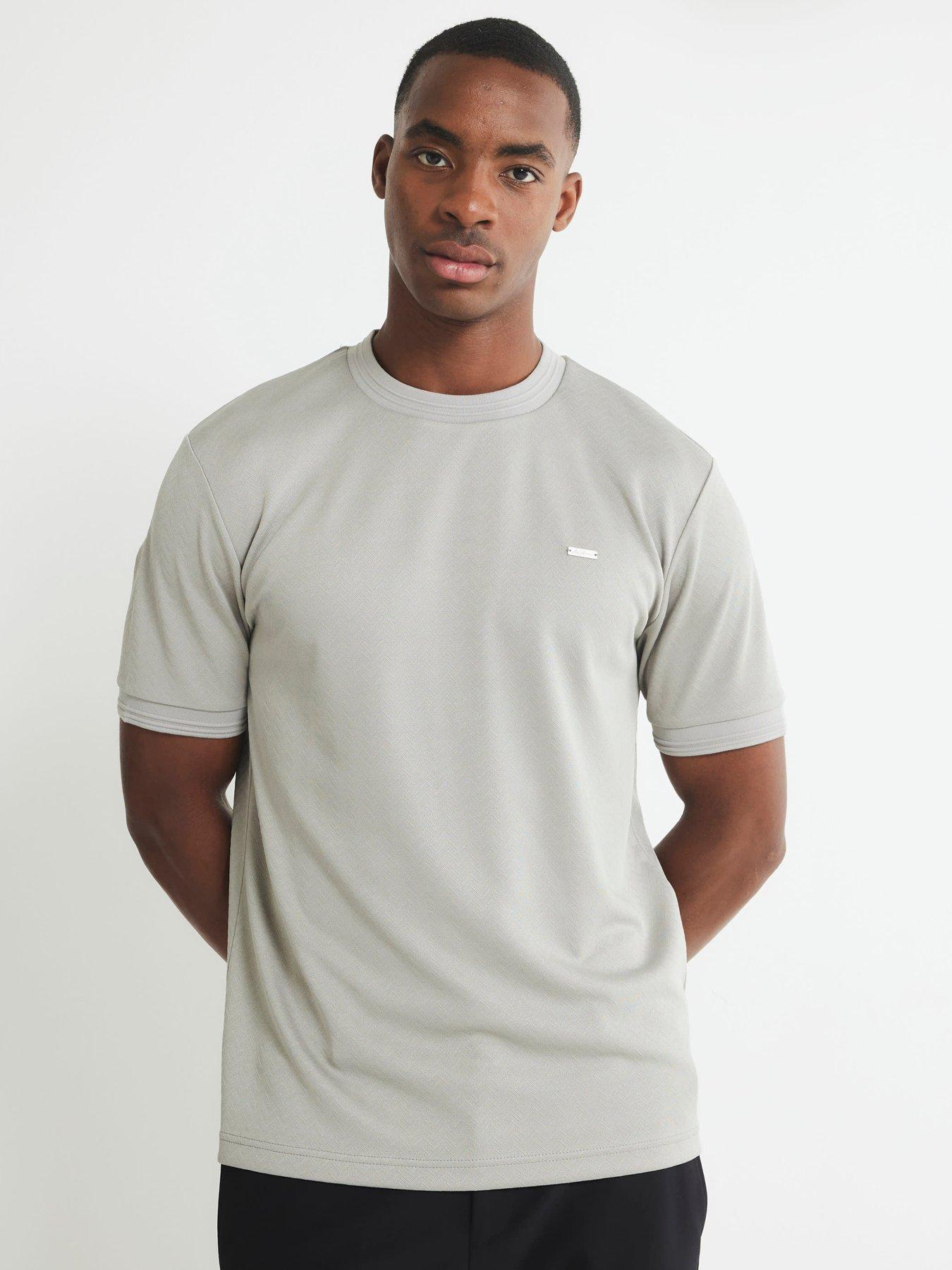 undefined Beige Slim Fit Jacquard Badge T-shirt
