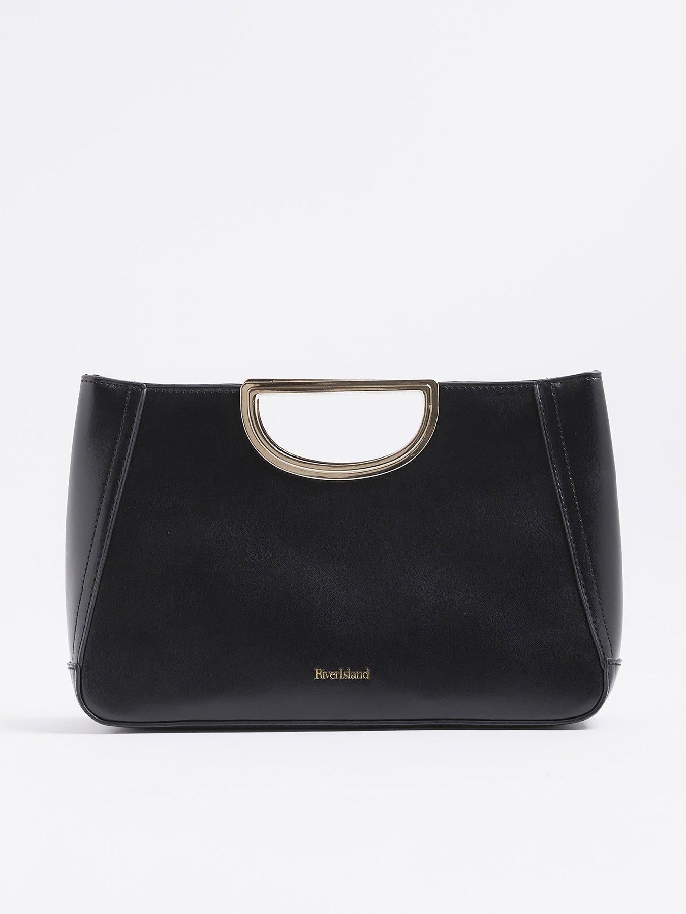 undefined Metal Handle Clutch Bag - Black