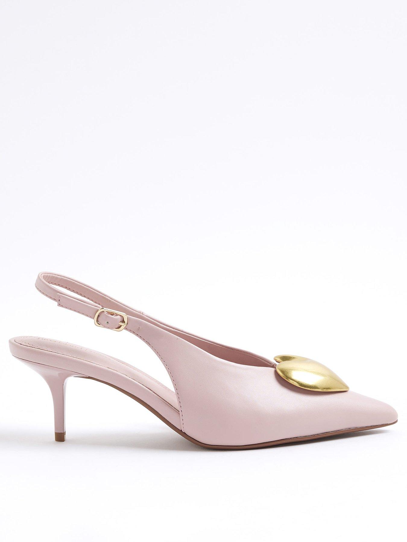 undefined Heart Detail Court Heels - Pink
