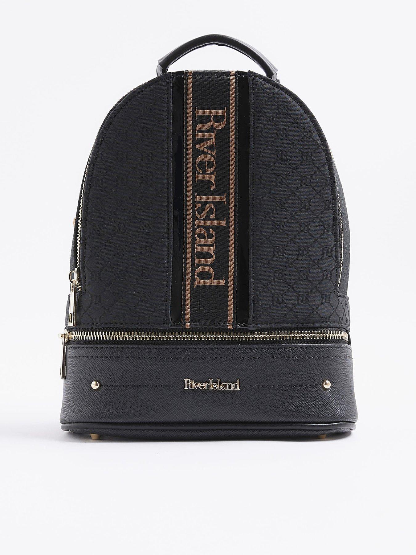 undefined Webbing Logo Front Backpack - Black