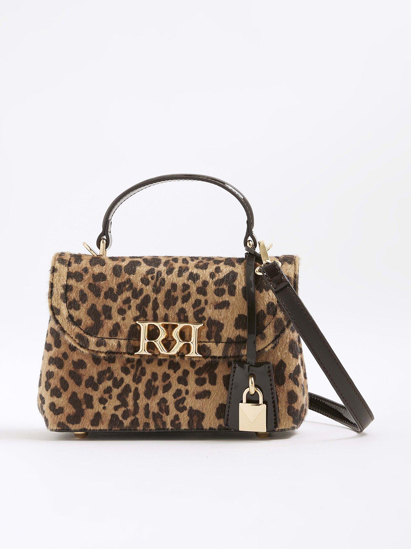 Image 1 of 5 of River Island Leopard Print Rr Tote Bag - Brown